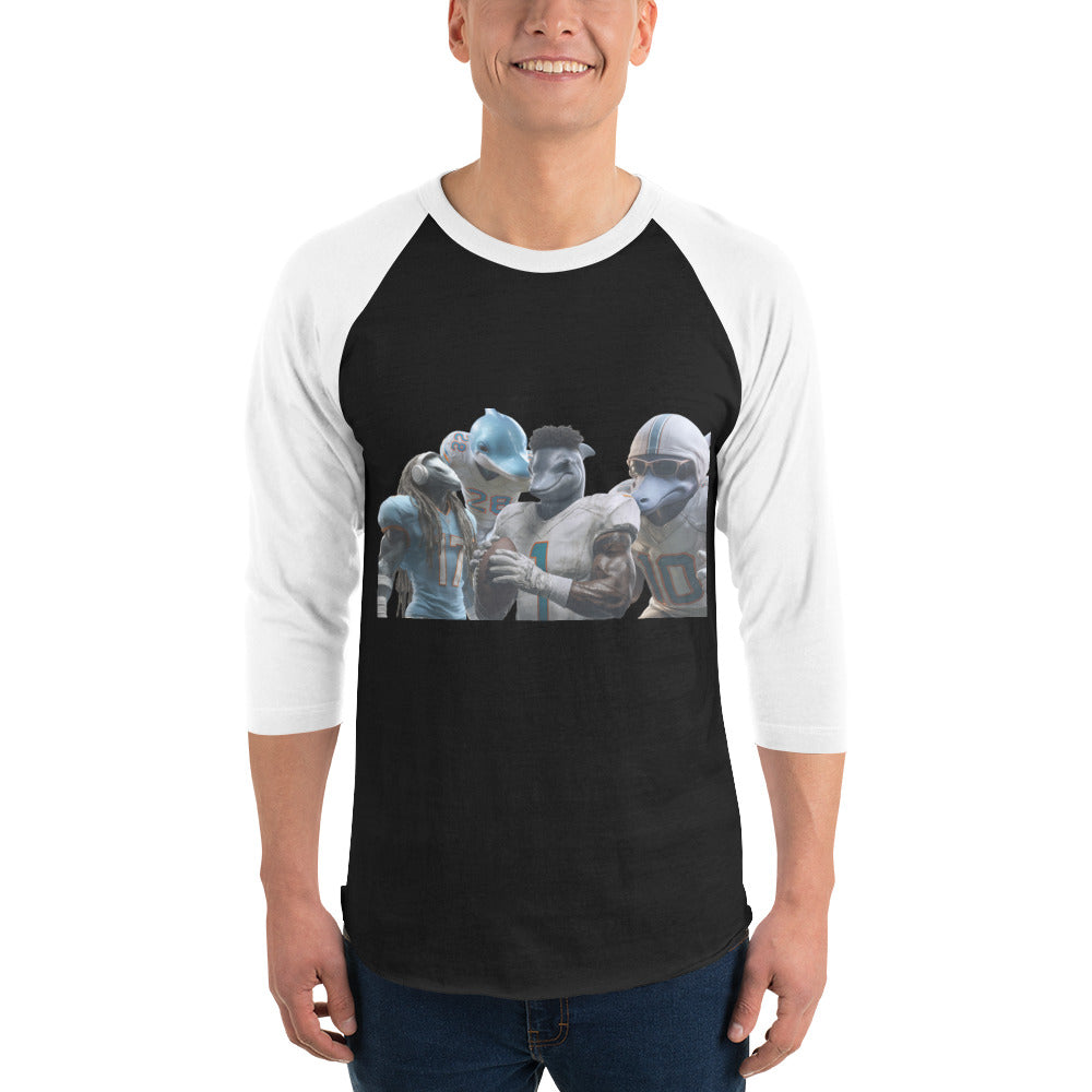 Dolphin 12 M 3/4 sleeve raglan shirt Black White