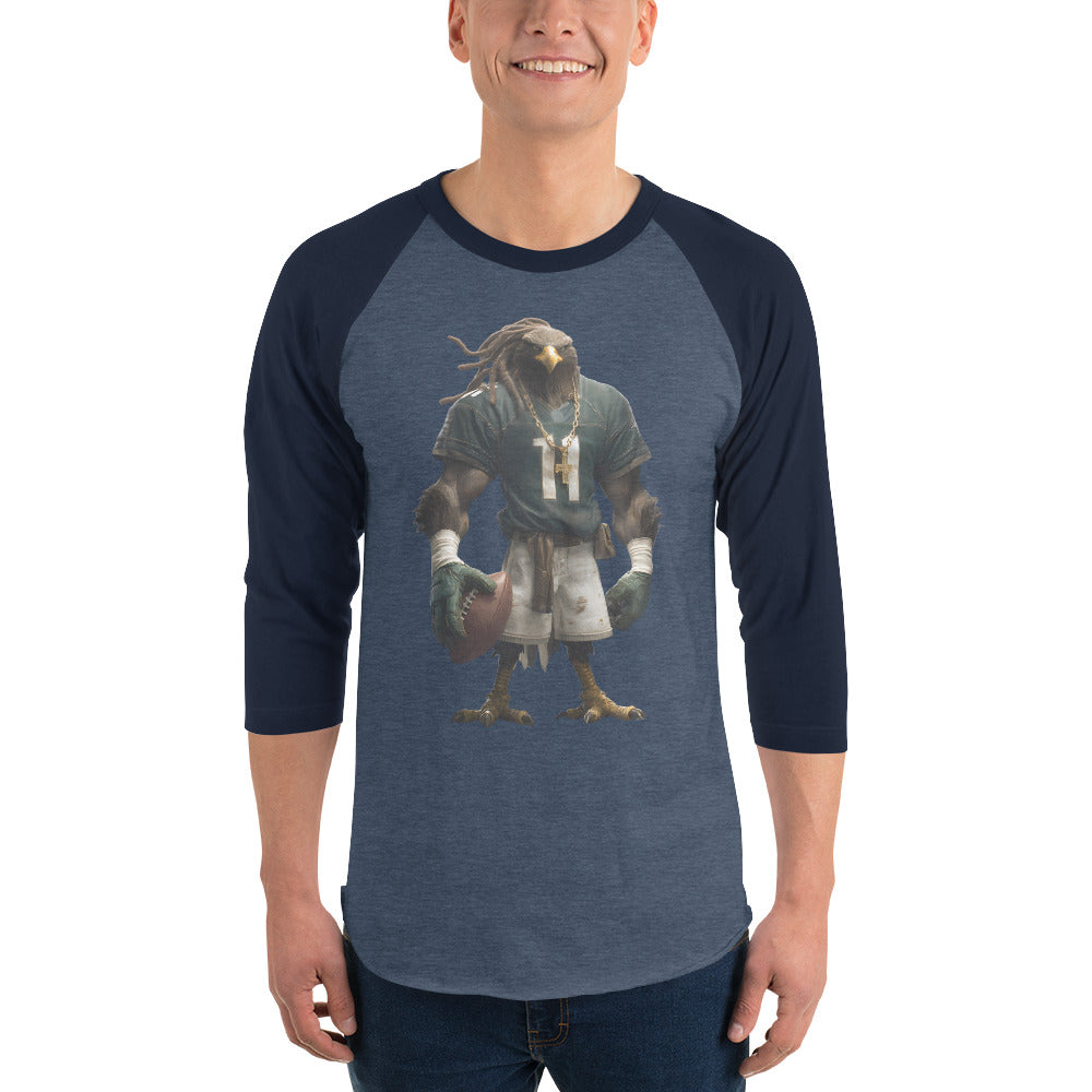 Eagle 7 M 3/4 sleeve raglan shirt Heather Denim Navy