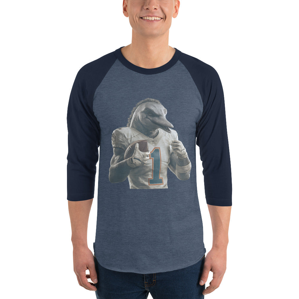 Dolphin 8 M 3/4 sleeve raglan shirt Heather Denim Navy