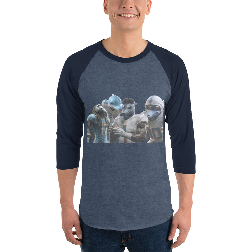 Dolphin 12 M 3/4 sleeve raglan shirt Heather Denim Navy