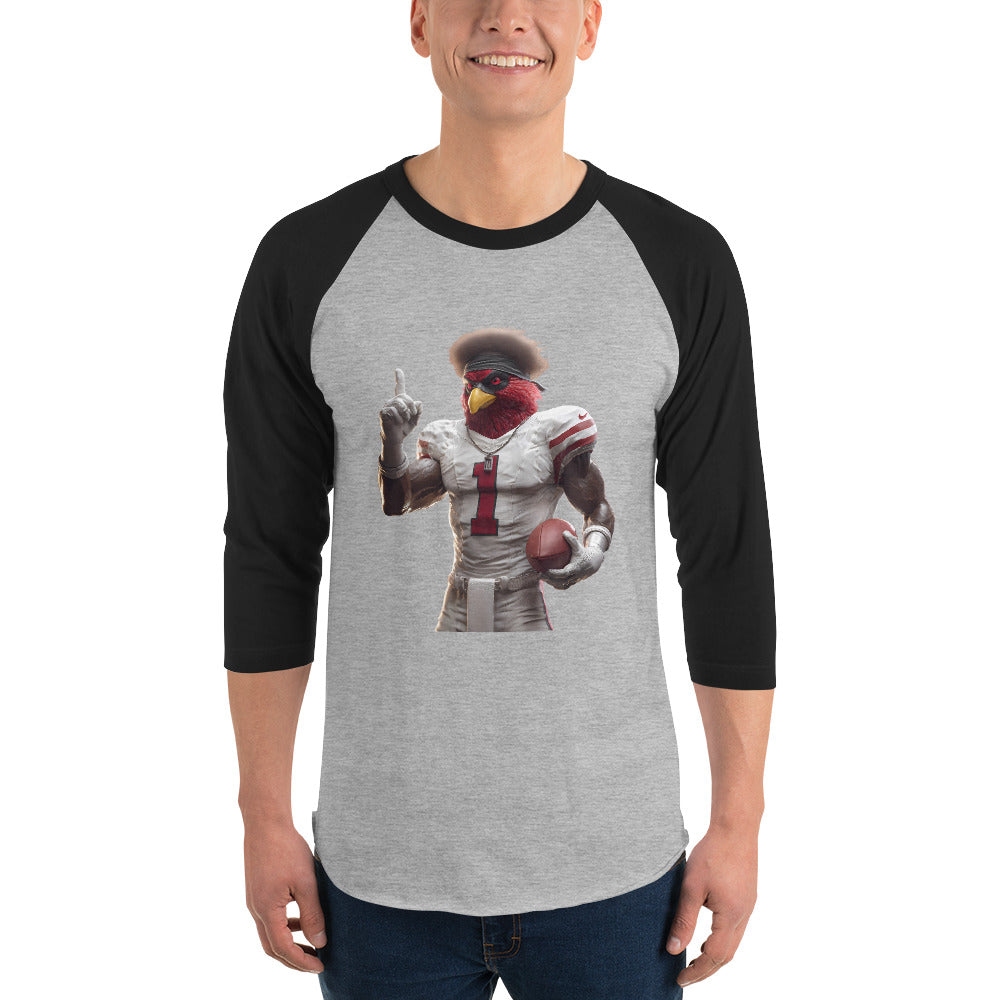 Cardinal 5 Men 3/4 sleeve raglan shirt Heather Grey Black
