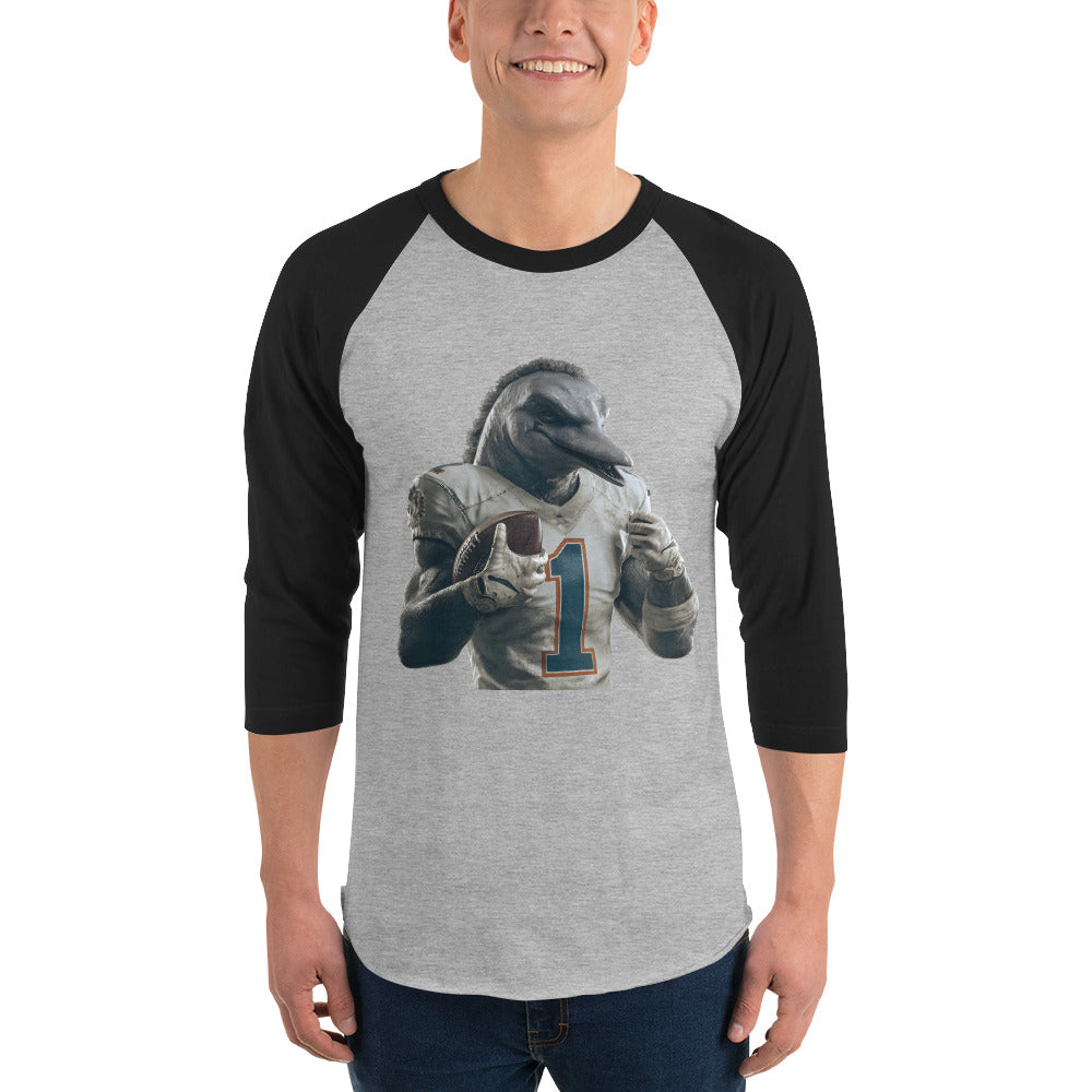 Dolphin 8 M 3/4 sleeve raglan shirt Heather Grey Black