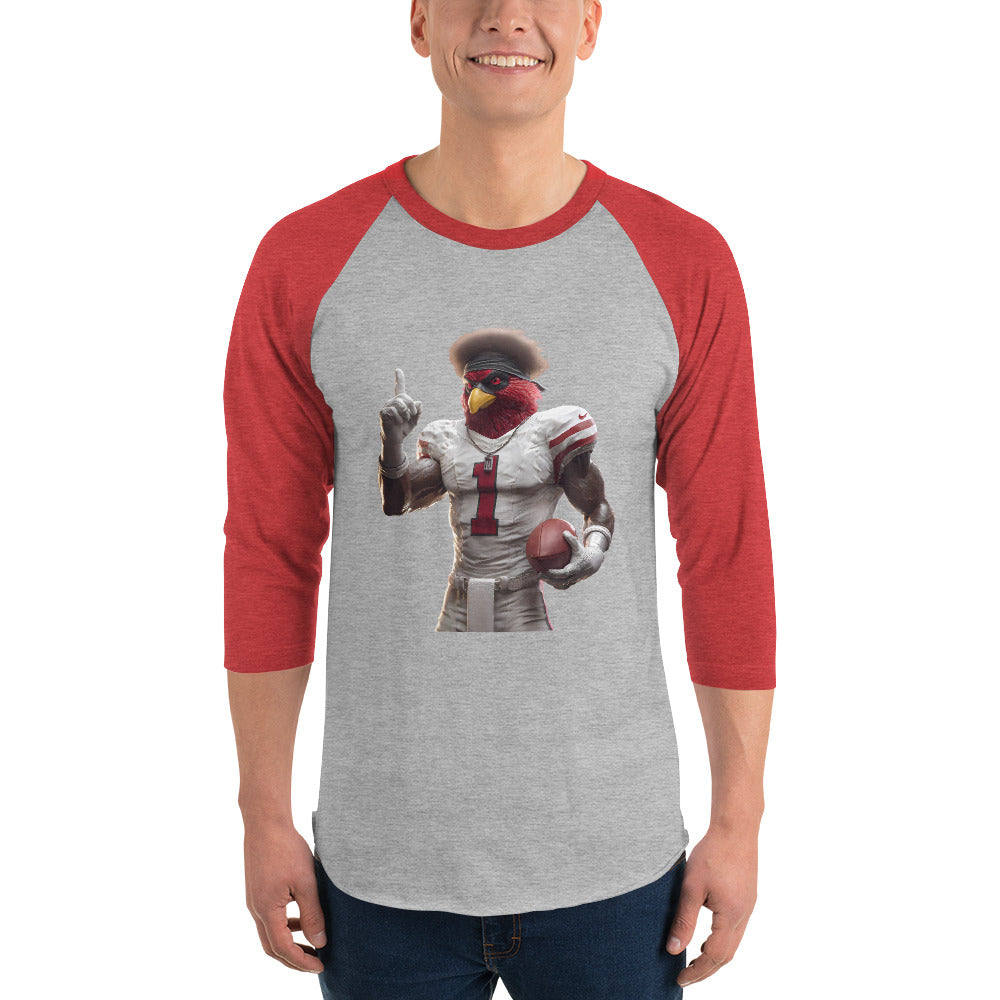 Cardinal 5 Men 3/4 sleeve raglan shirt Heather Grey Heather Red