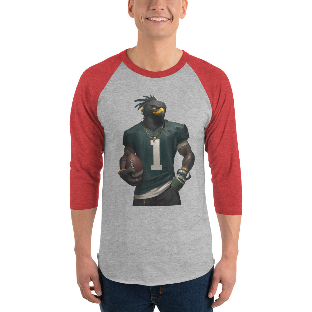 Eagle 6 M 3/4 sleeve raglan shirt Heather Grey Heather Red
