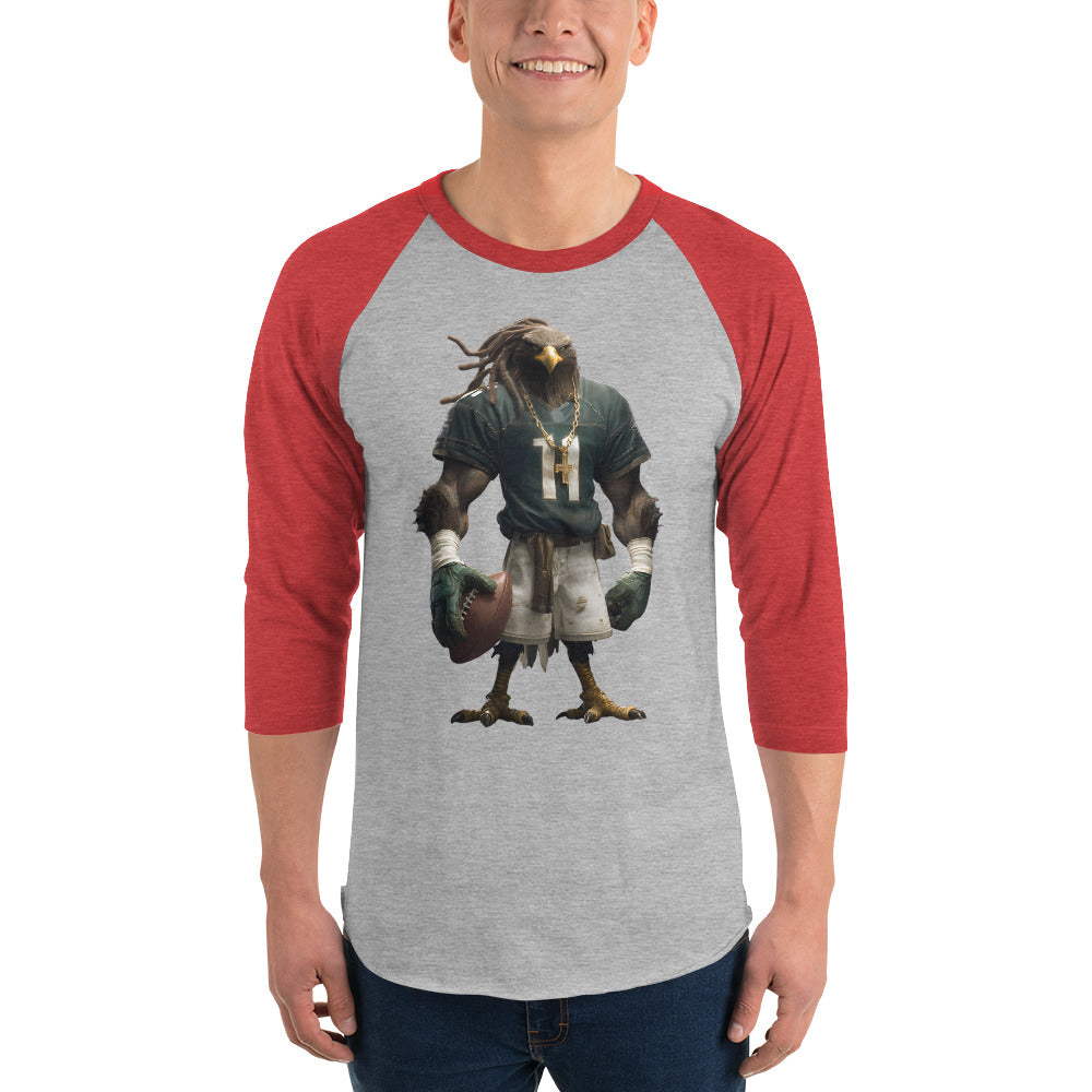 Eagle 7 M 3/4 sleeve raglan shirt Heather Grey Heather Red
