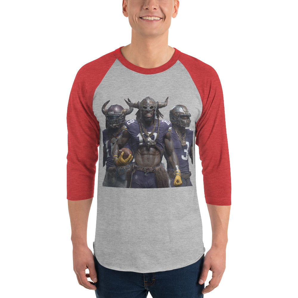Viking % m 3/4 sleeve raglan shirt Heather Grey Heather Red