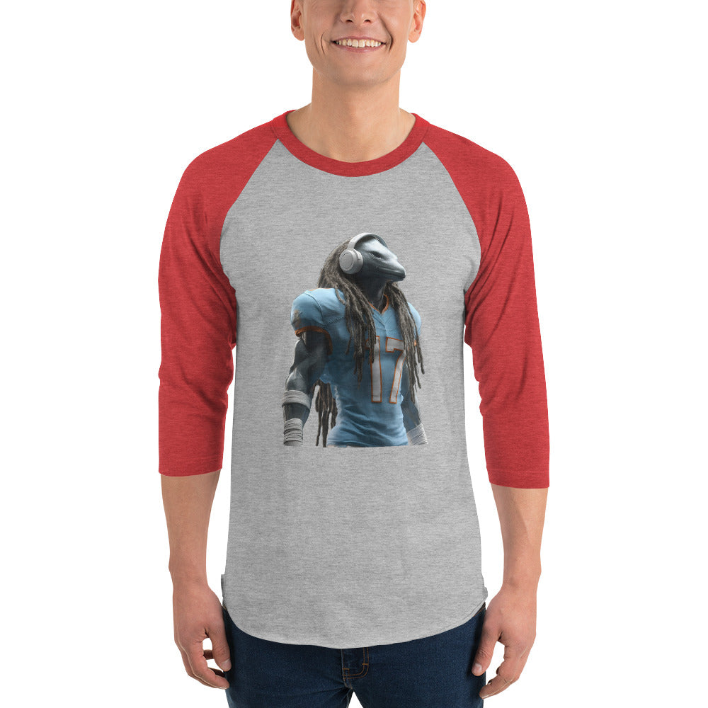 Dolphin 6 M 3/4 sleeve raglan shirt Heather Grey Heather Red