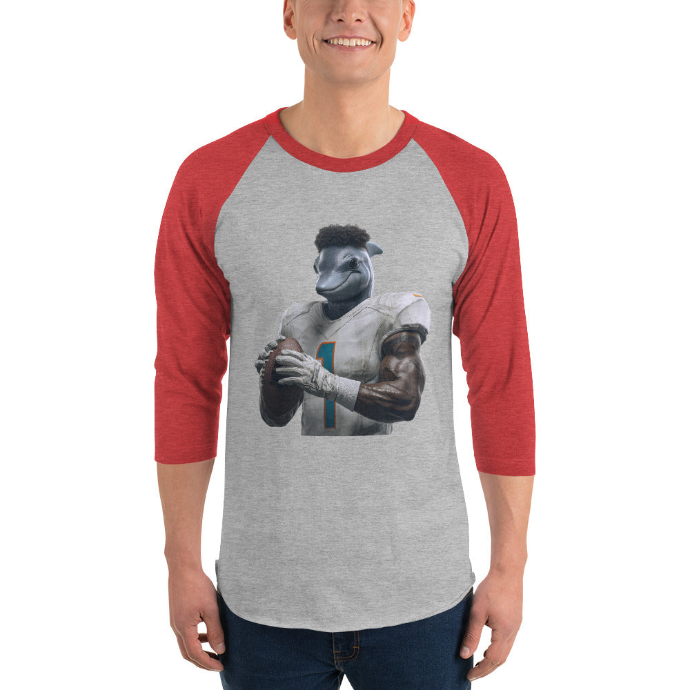 Dolphin 7 m 3/4 sleeve raglan shirt Heather Grey Heather Red