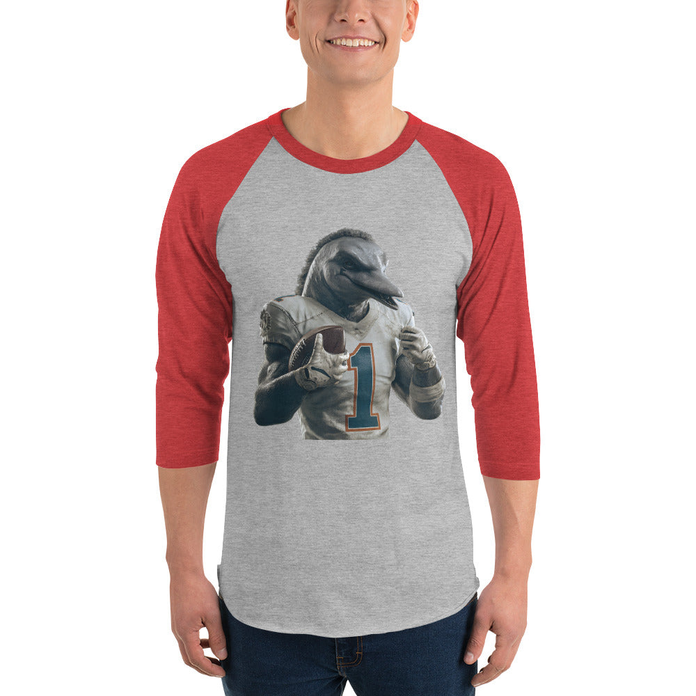 Dolphin 8 M 3/4 sleeve raglan shirt Heather Grey Heather Red