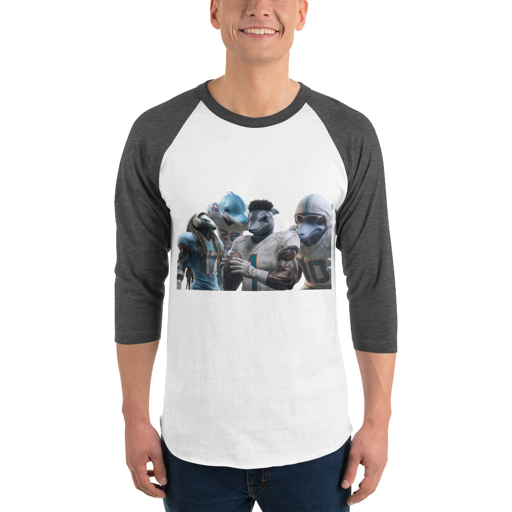 Dolphin 12 M 3/4 sleeve raglan shirt White Heather Charcoal