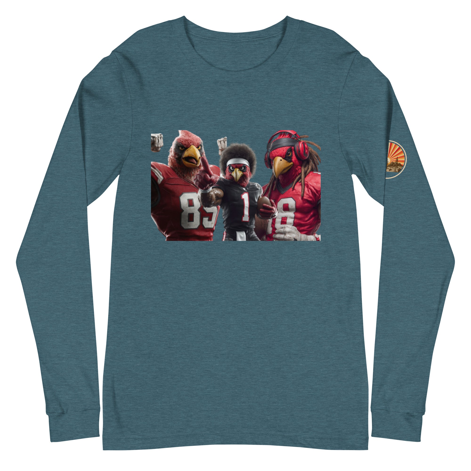 Cardinal 13 M Unisex Long Sleeve Tee Heather Deep Teal