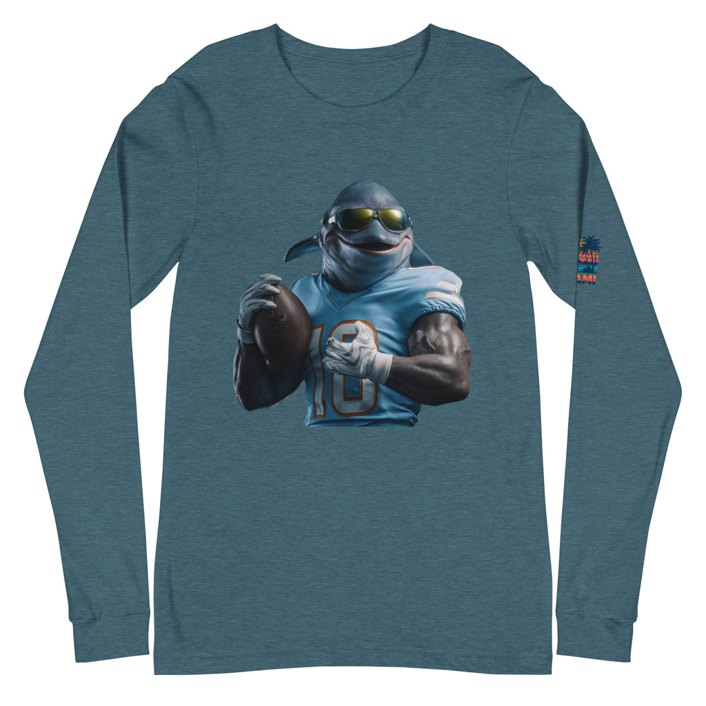 Dolphin 10 M Unisex Long Sleeve Tee Heather Deep Teal