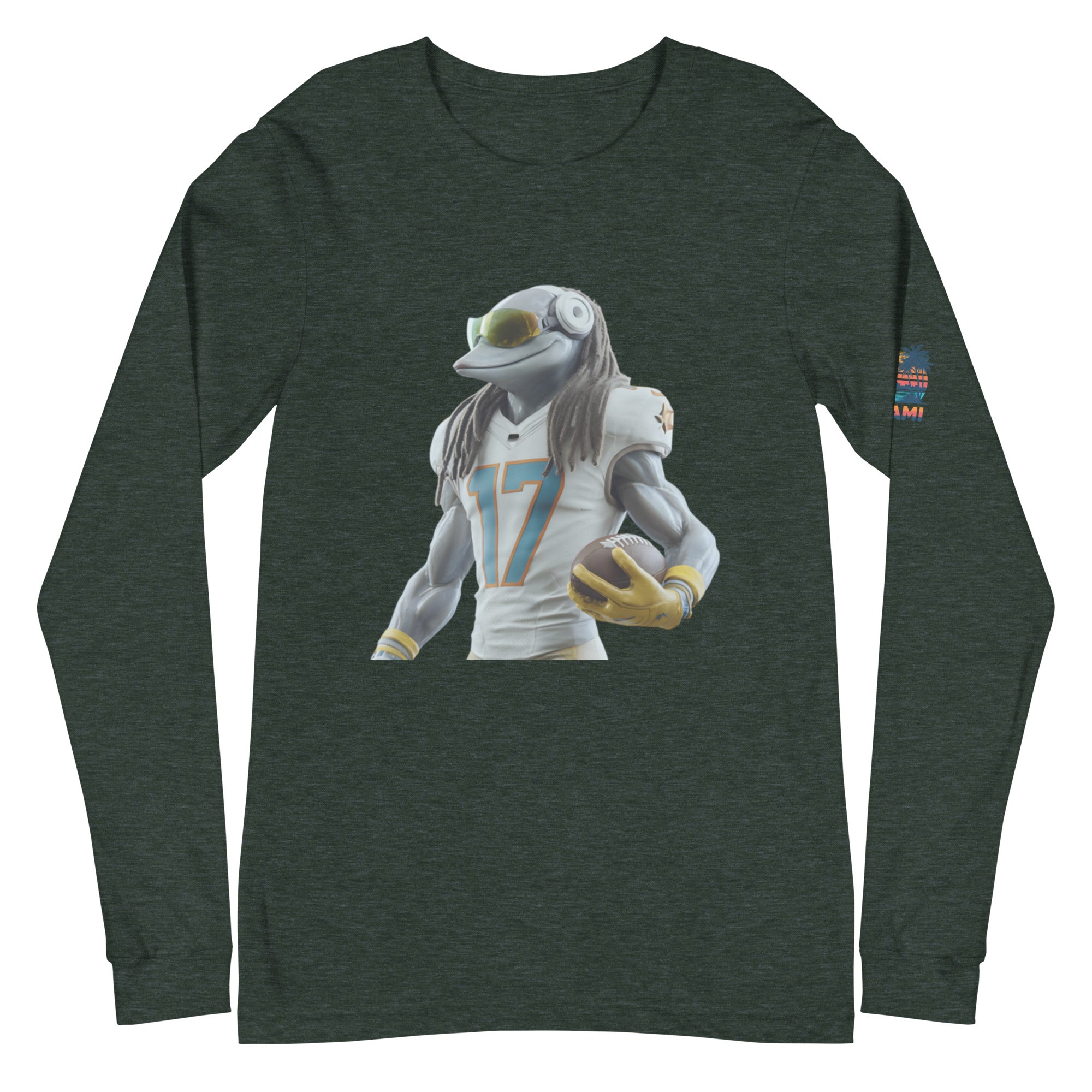 Dolphin 5 M Unisex Long Sleeve Tee Heather Forest