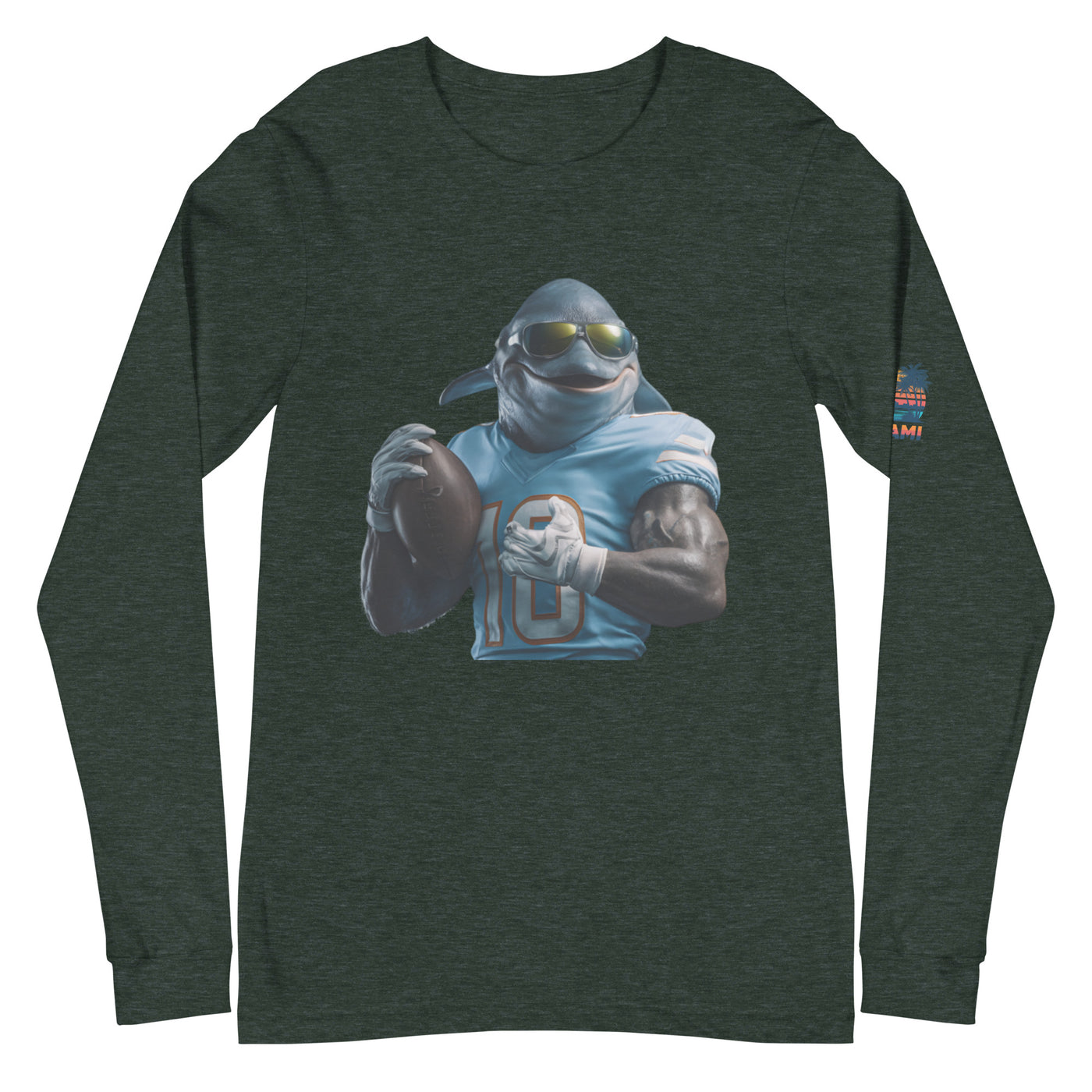 Dolphin 10 M Unisex Long Sleeve Tee Heather Forest