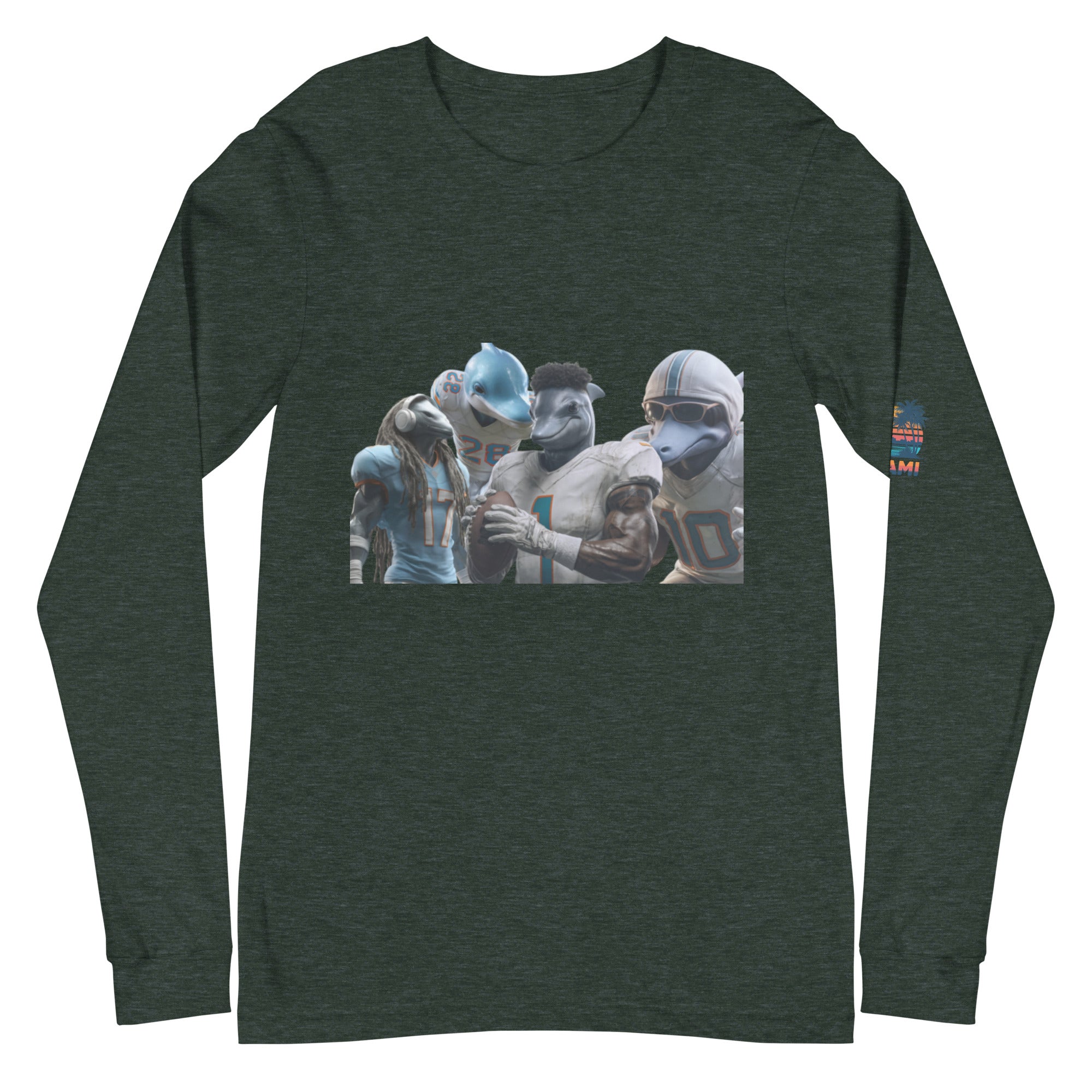 Dolphin 12 M Unisex Long Sleeve Tee Heather Forest