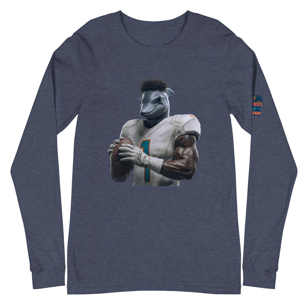 Dolphin 7 M Unisex Long Sleeve Tee Heather Navy