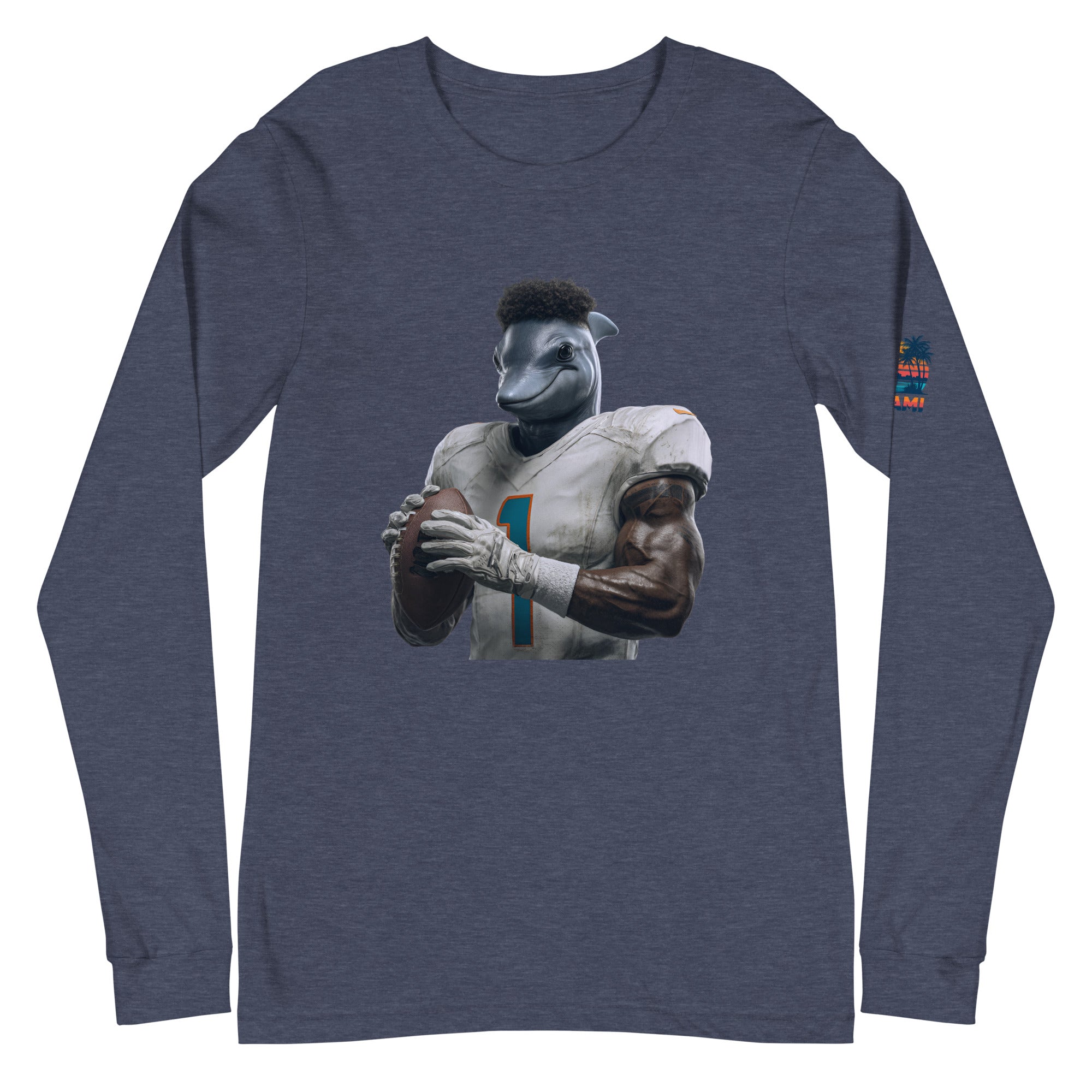Dolphin 7 M Unisex Long Sleeve Tee Heather Navy