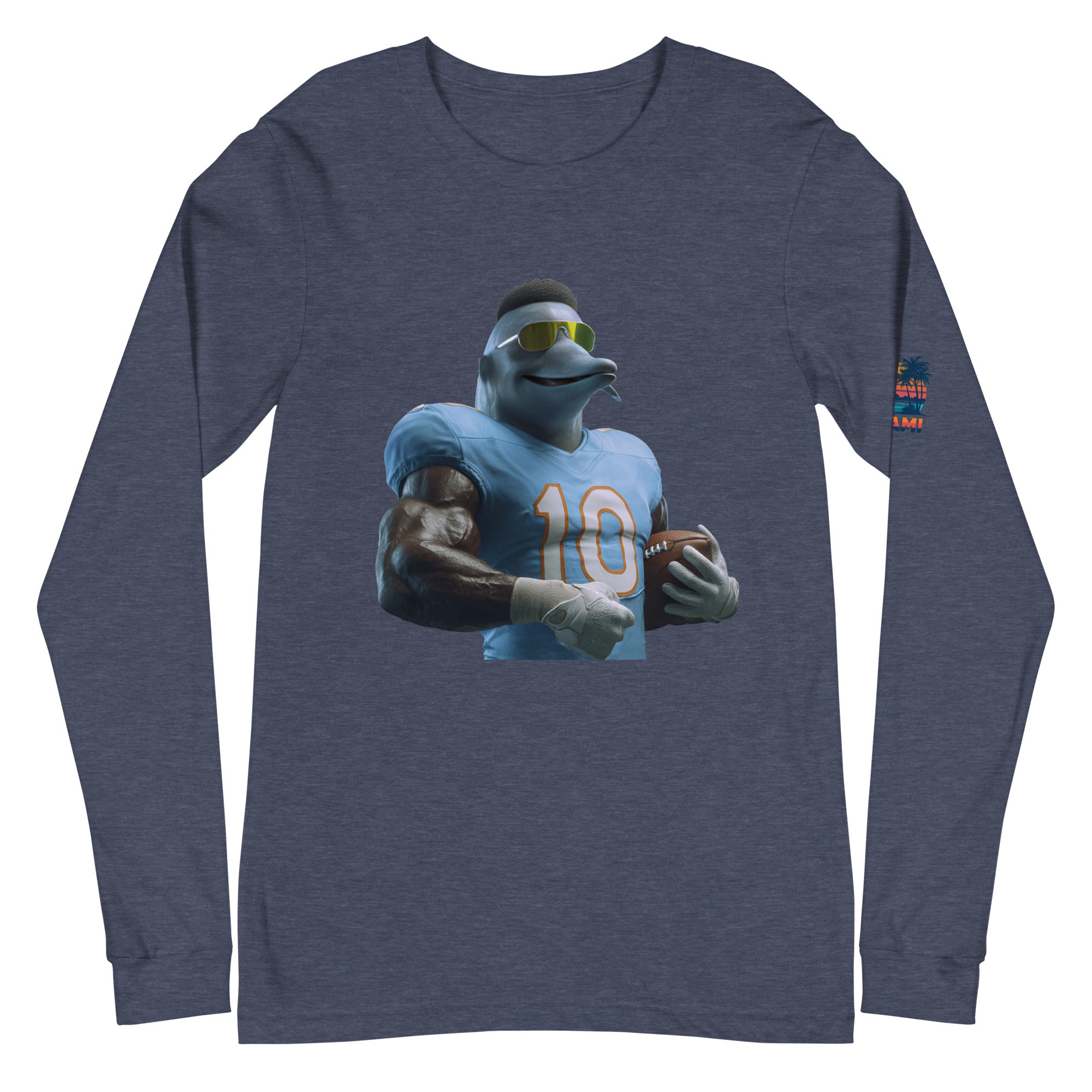Dolphin 9 M Unisex Long Sleeve Tee Heather Navy