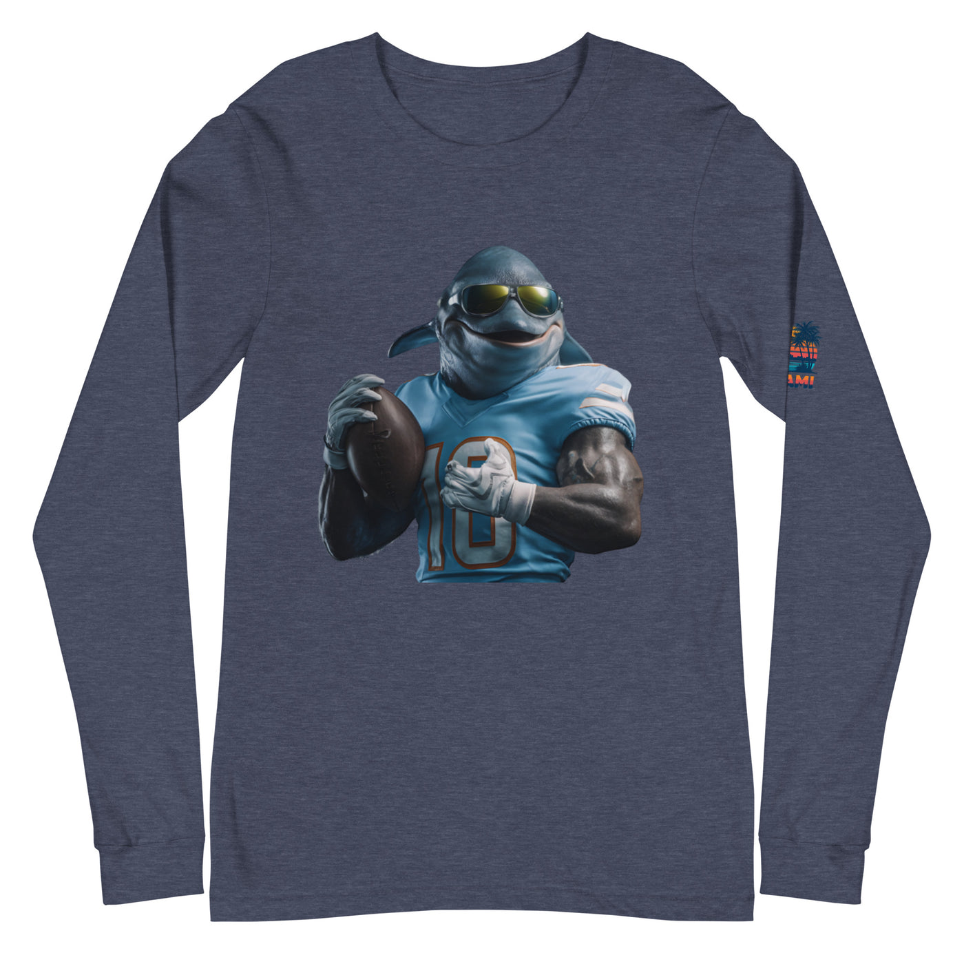 Dolphin 10 M Unisex Long Sleeve Tee Heather Navy