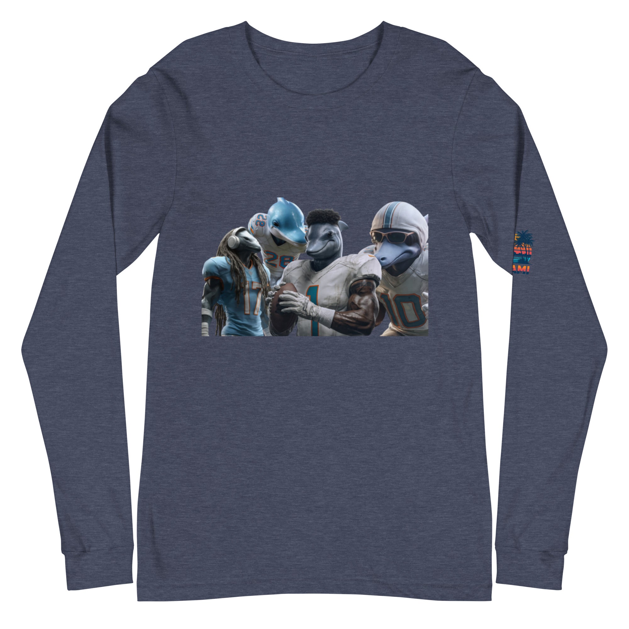 Dolphin 12 M Unisex Long Sleeve Tee Heather Navy