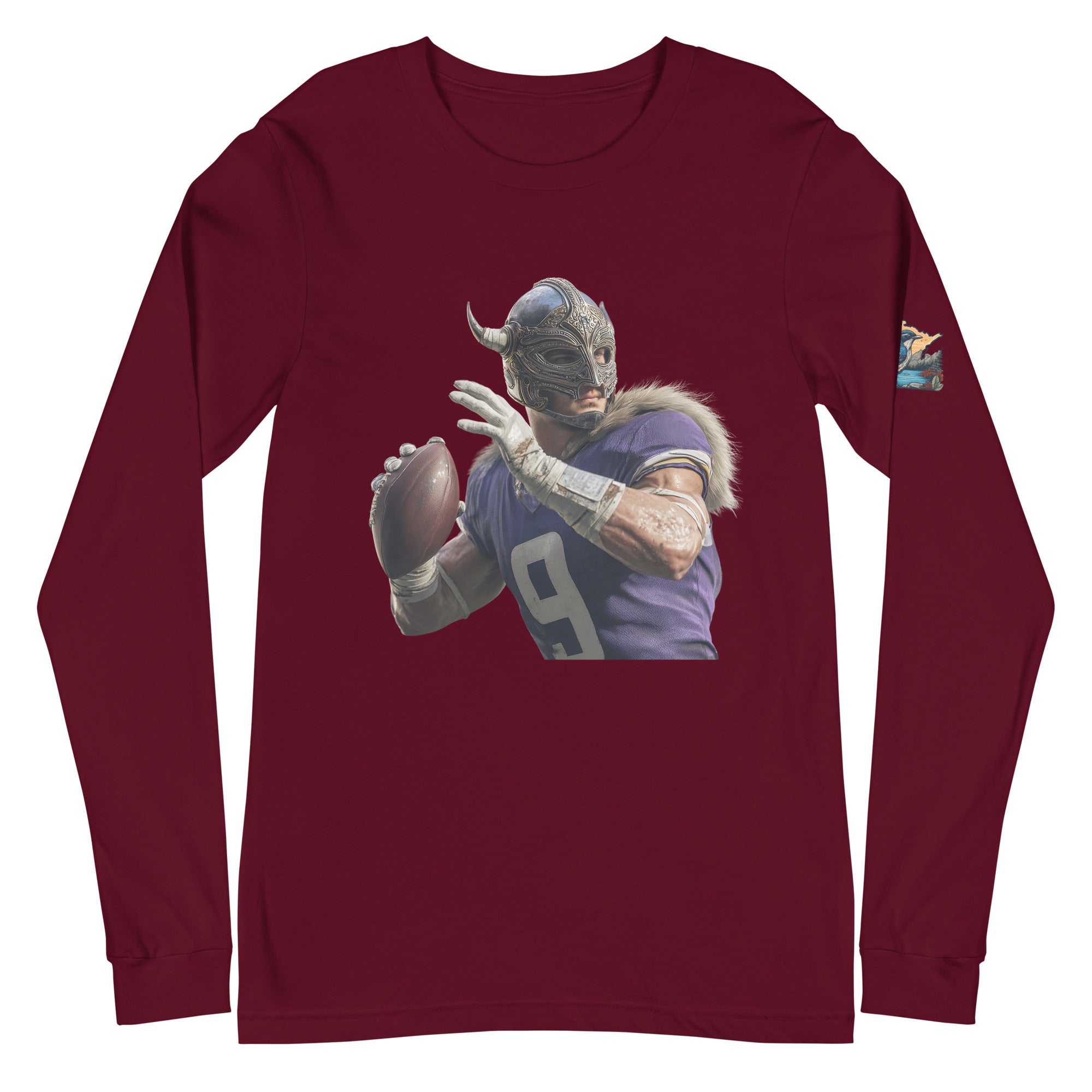 Viking 1 W Unisex Long Sleeve Tee Maroon