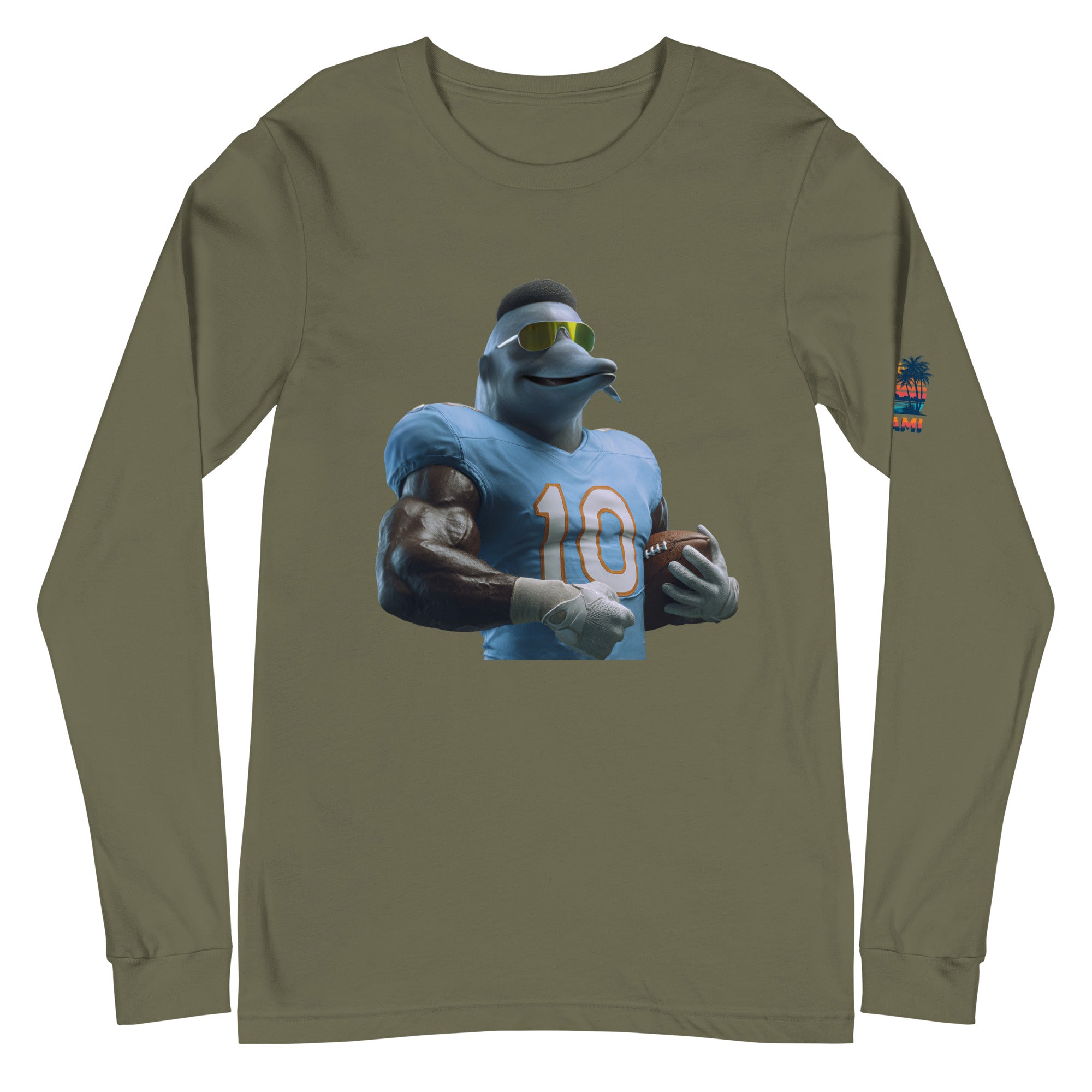 Dolphin 9 M Unisex Long Sleeve Tee Military Green