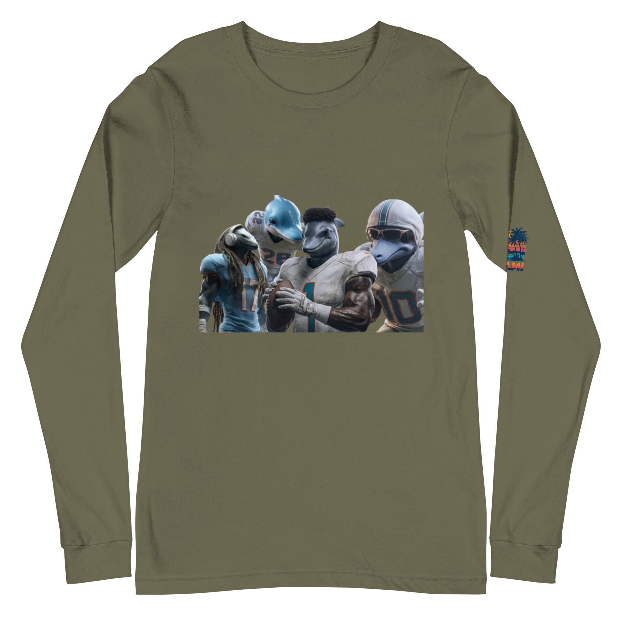 Dolphin 12 M Unisex Long Sleeve Tee Military Green