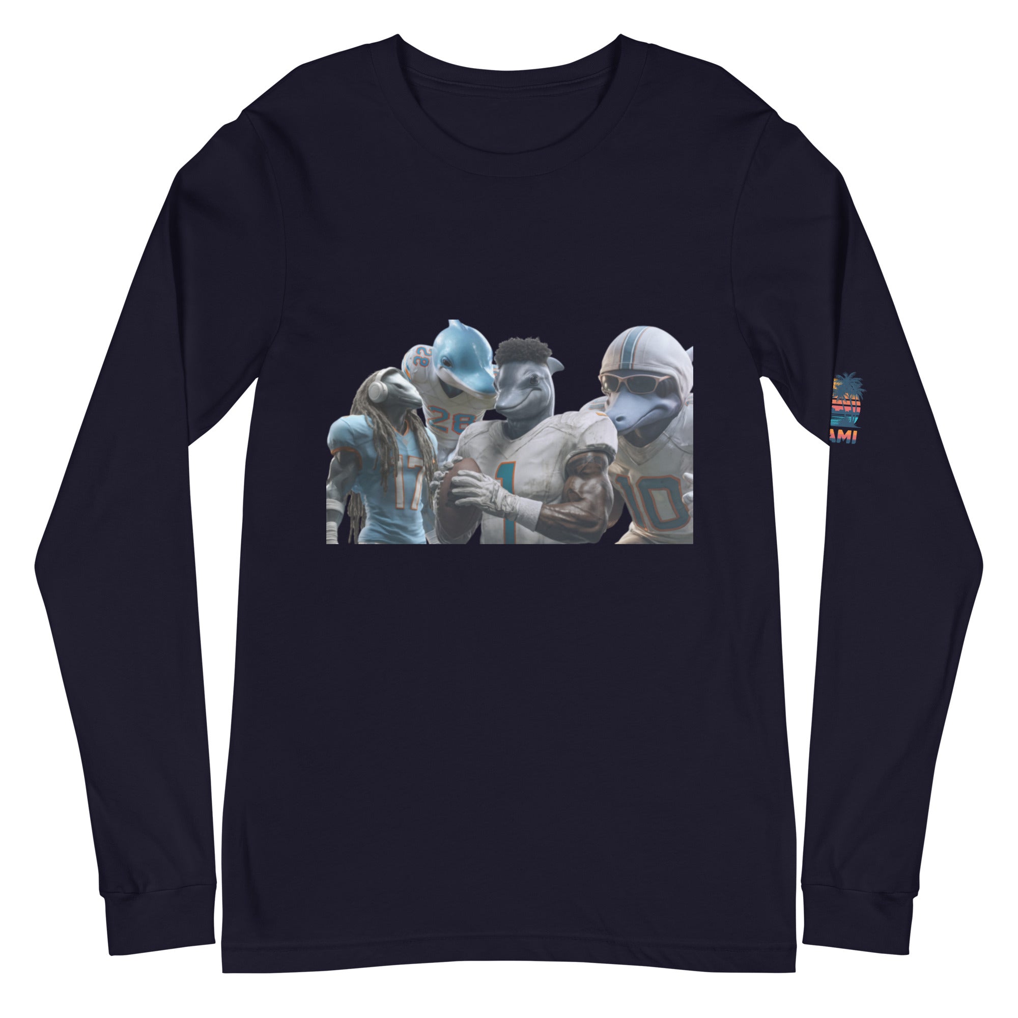 Dolphin 12 M Unisex Long Sleeve Tee Navy
