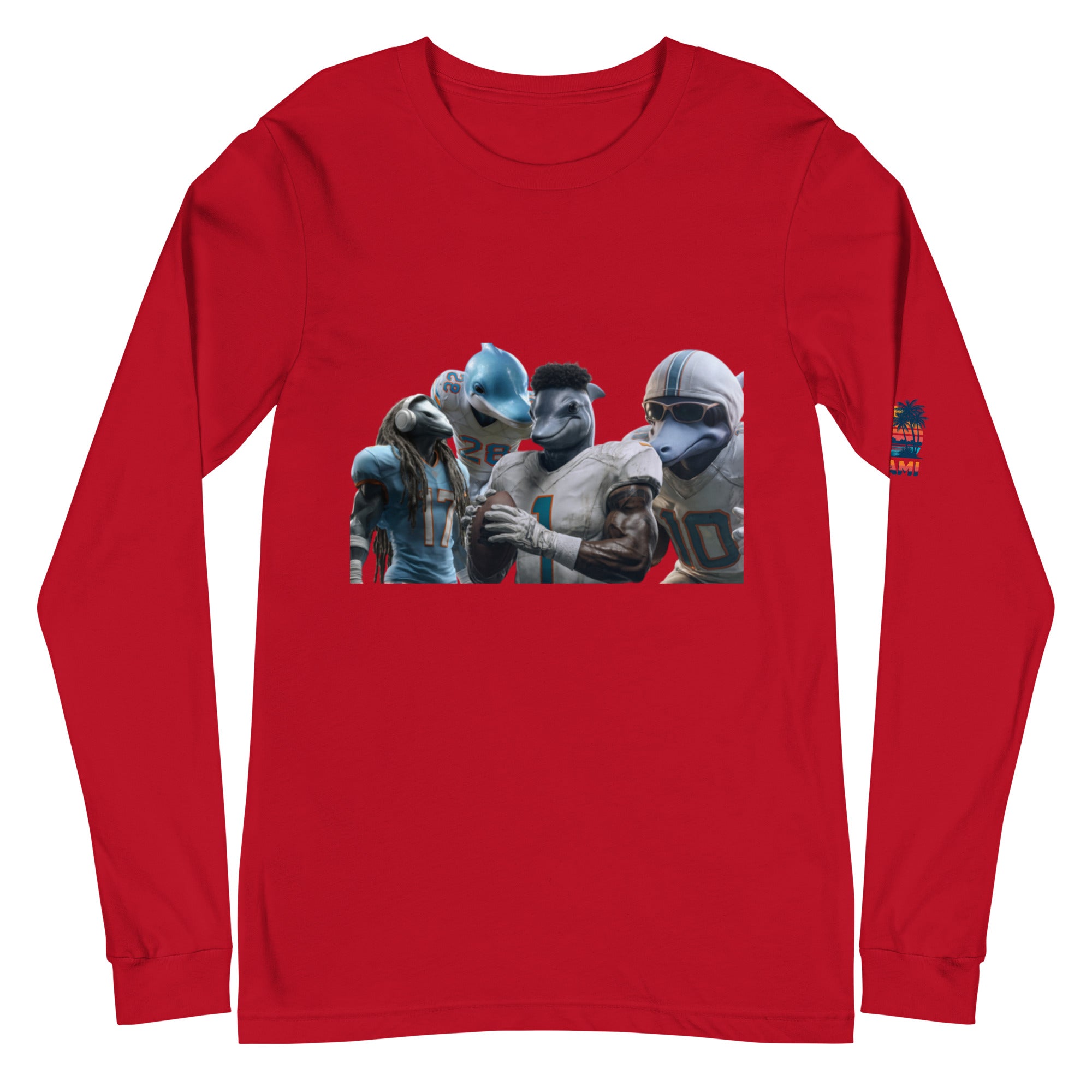 Dolphin 12 M Unisex Long Sleeve Tee Red