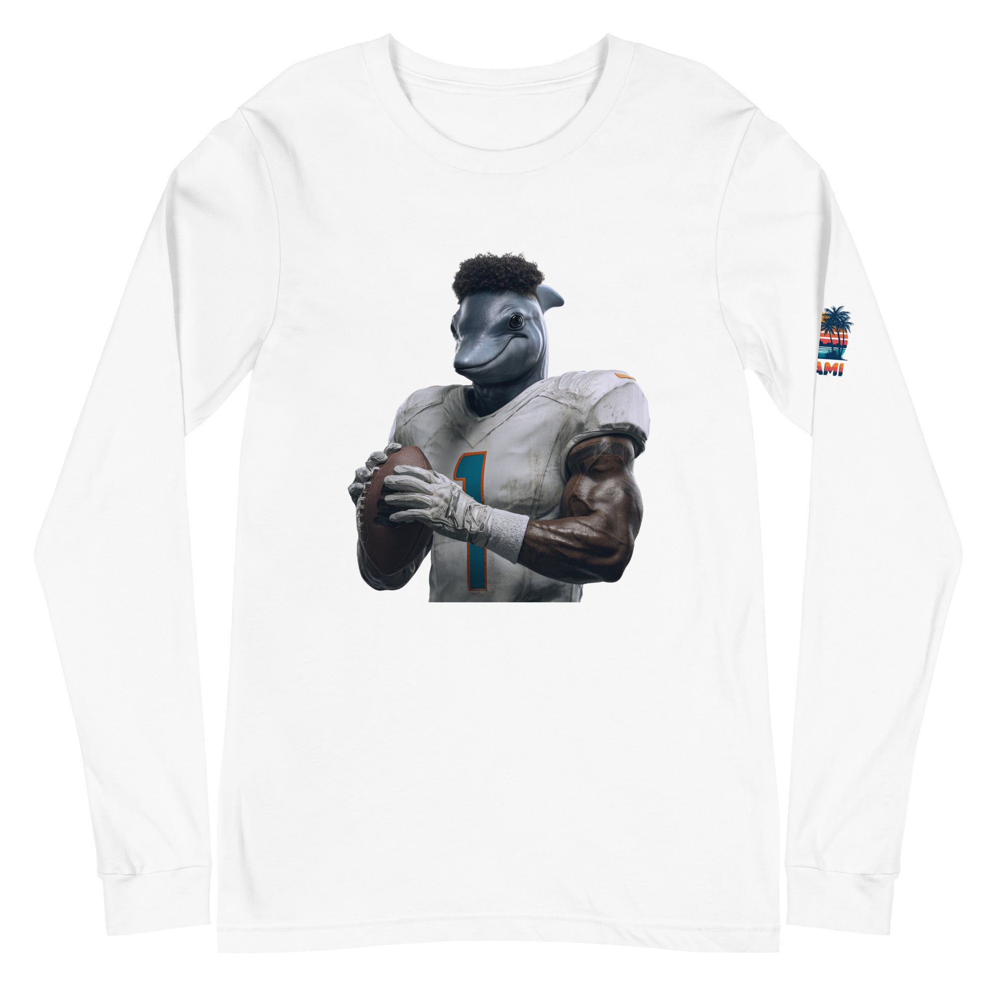Dolphin 7 M Unisex Long Sleeve Tee White