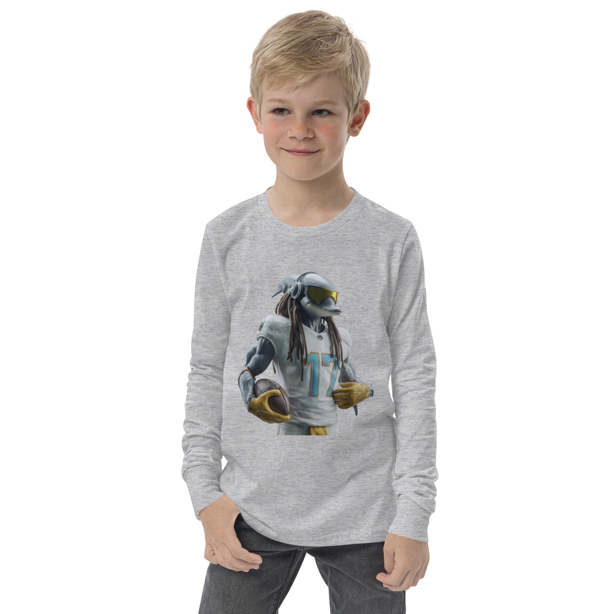 Dolphin 4 K Youth long sleeve tee Athletic Heather
