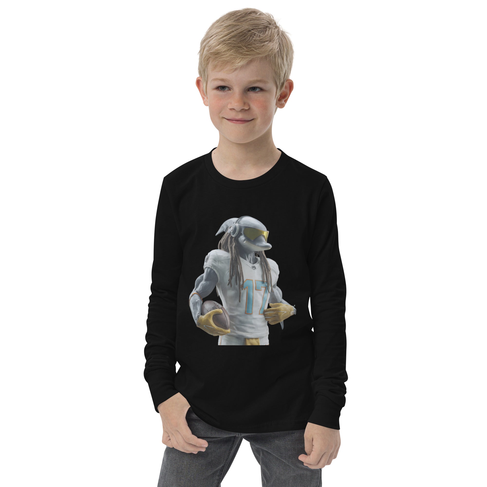 Dolphin 4 K Youth long sleeve tee Black