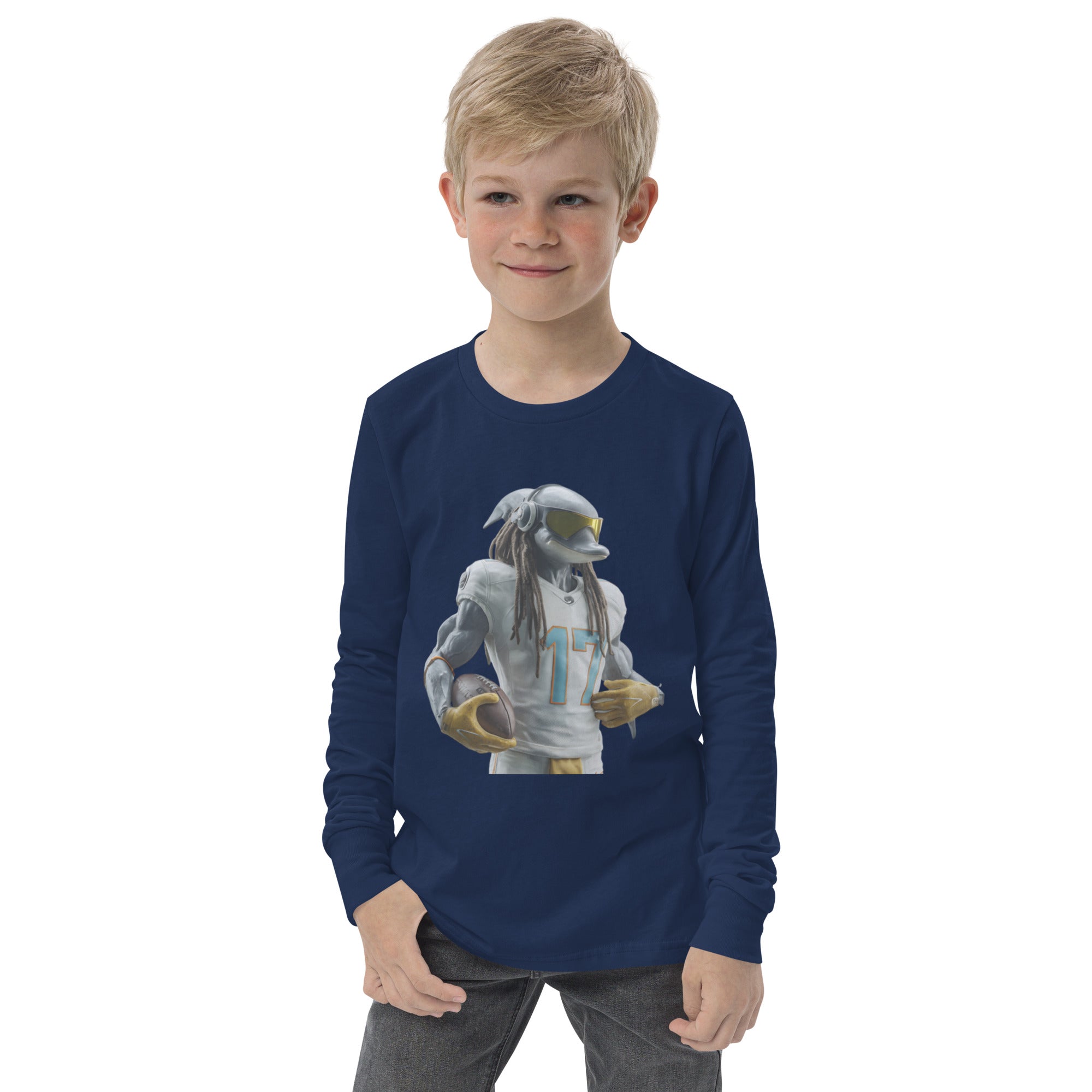 Dolphin 4 K Youth long sleeve tee Navy