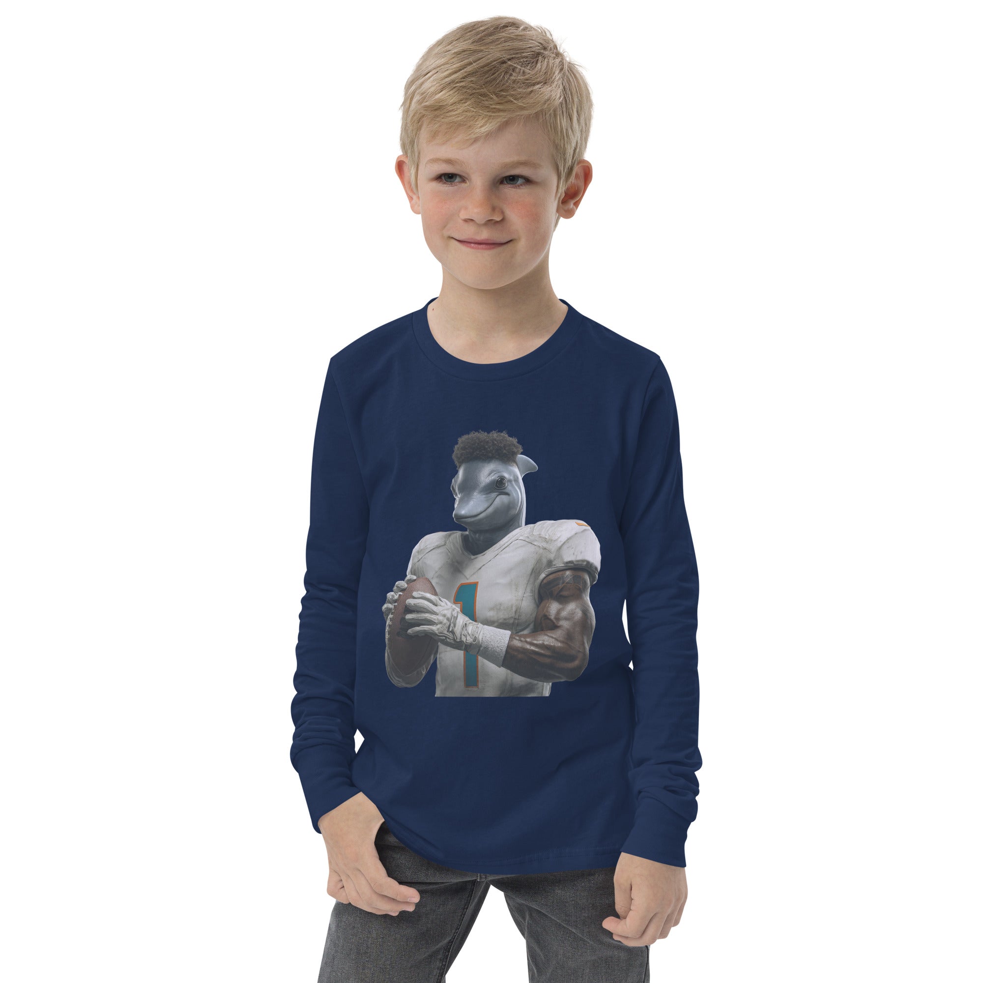Dolphin 7 K Youth long sleeve tee Navy