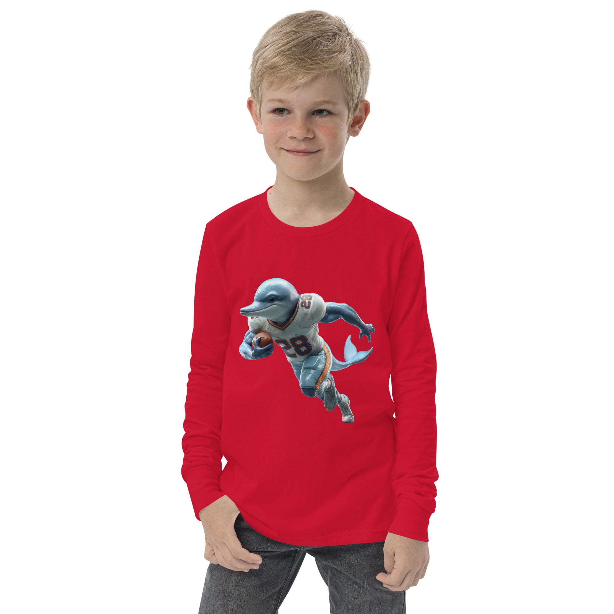Dolphin 2 K Youth long sleeve tee Red