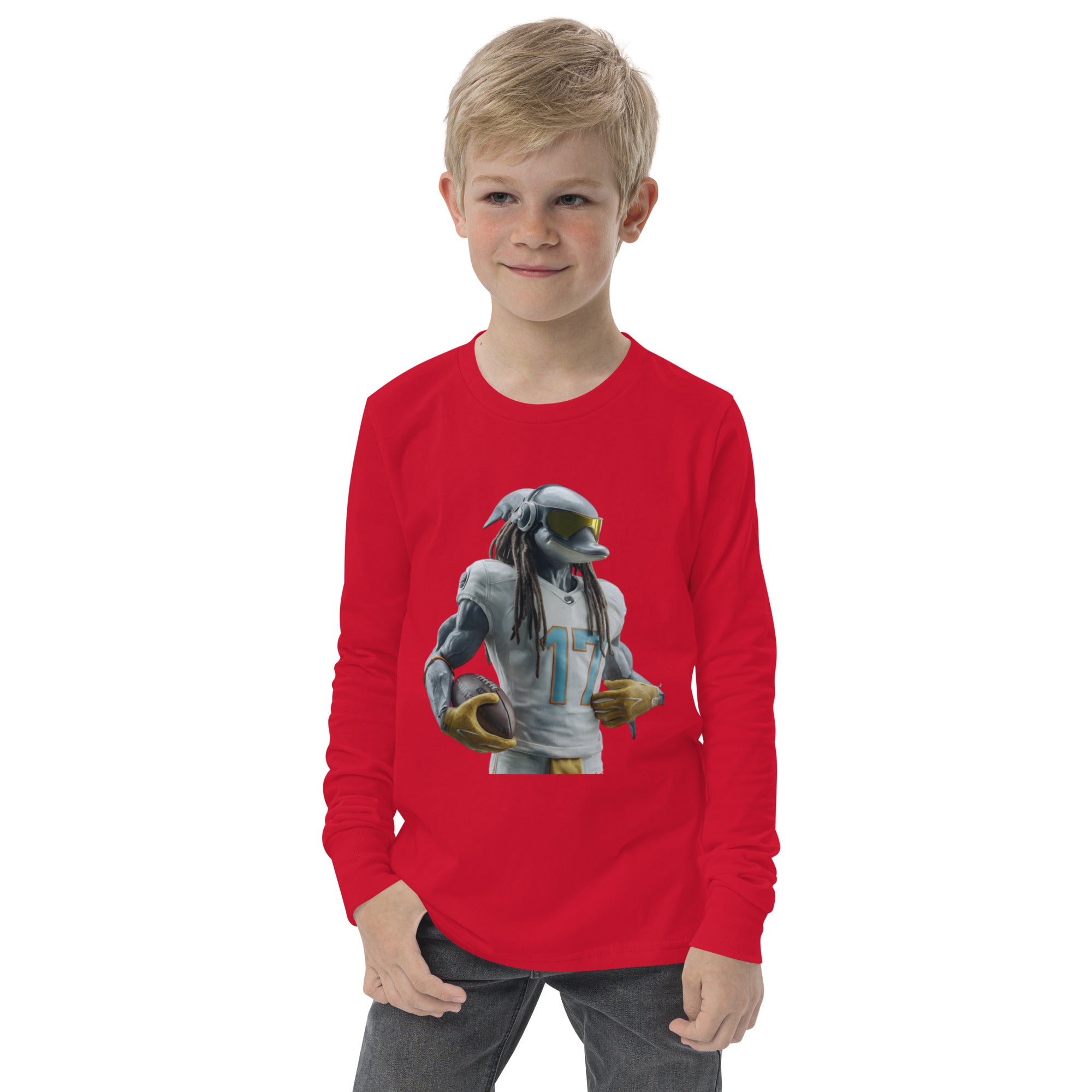 Dolphin 4 K Youth long sleeve tee Red