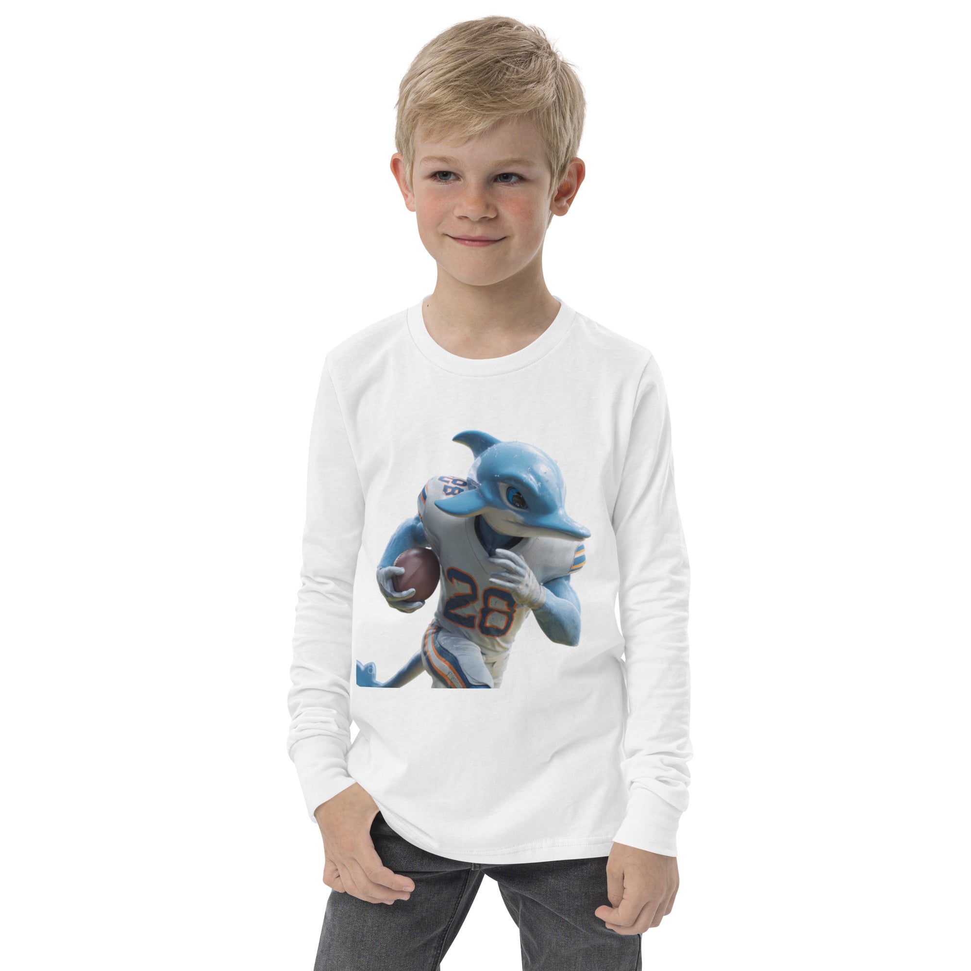 Dolphin 1 K Youth long sleeve tee White