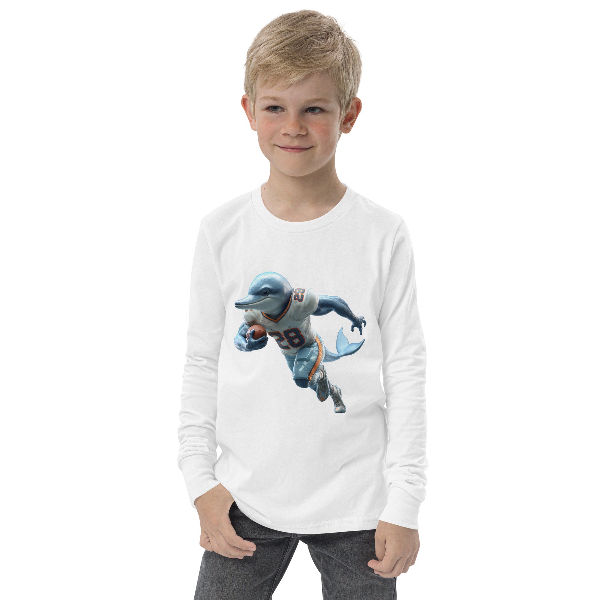 Dolphin 2 K Youth long sleeve tee White
