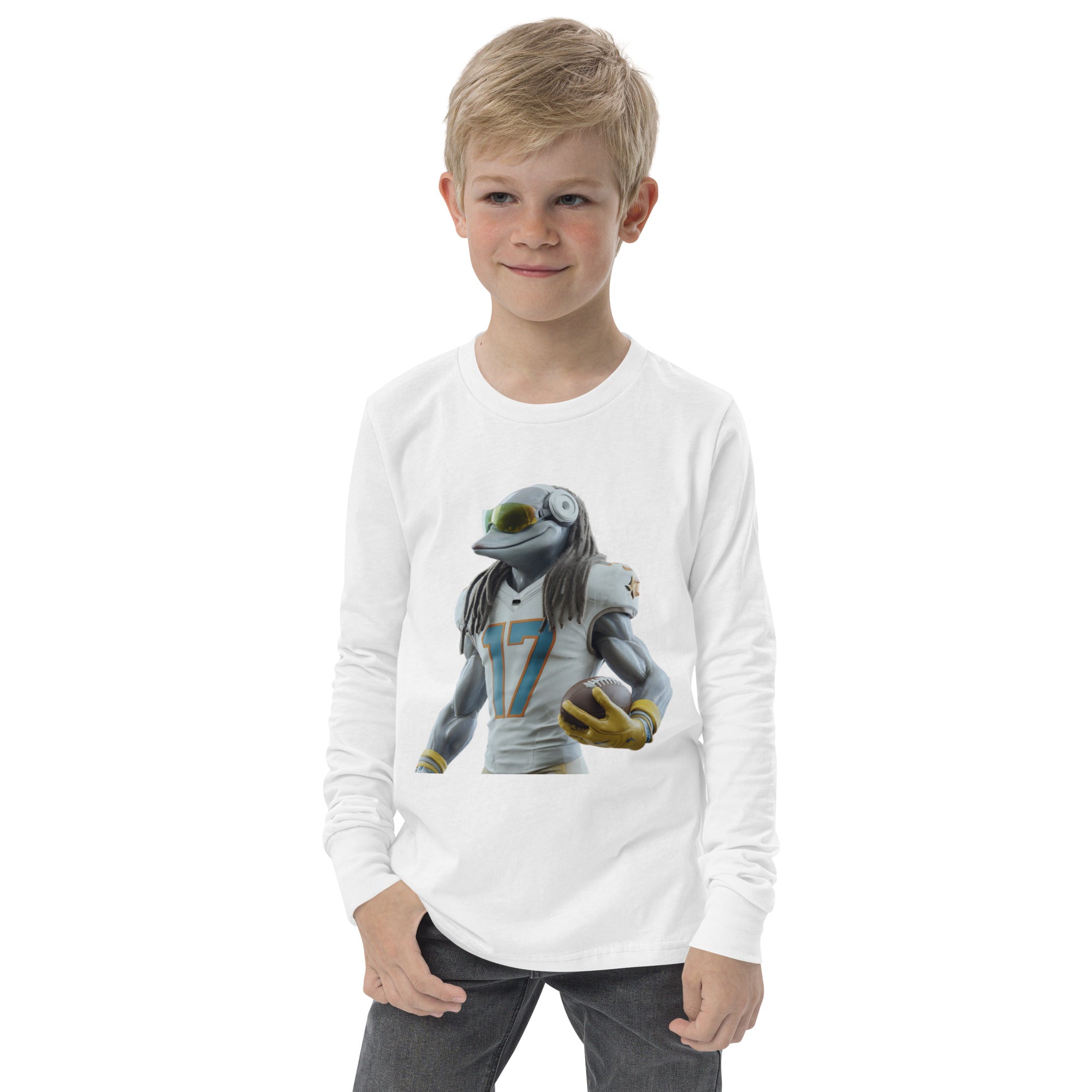 Dolphin 5 K Youth long sleeve tee White