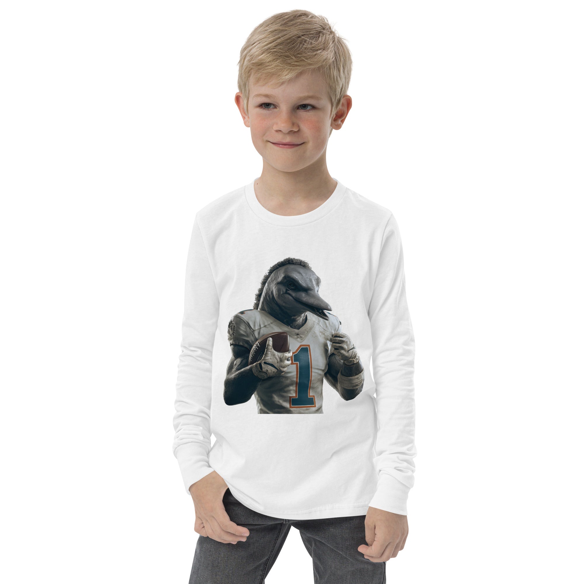 Dolphin 8 K Youth long sleeve tee White