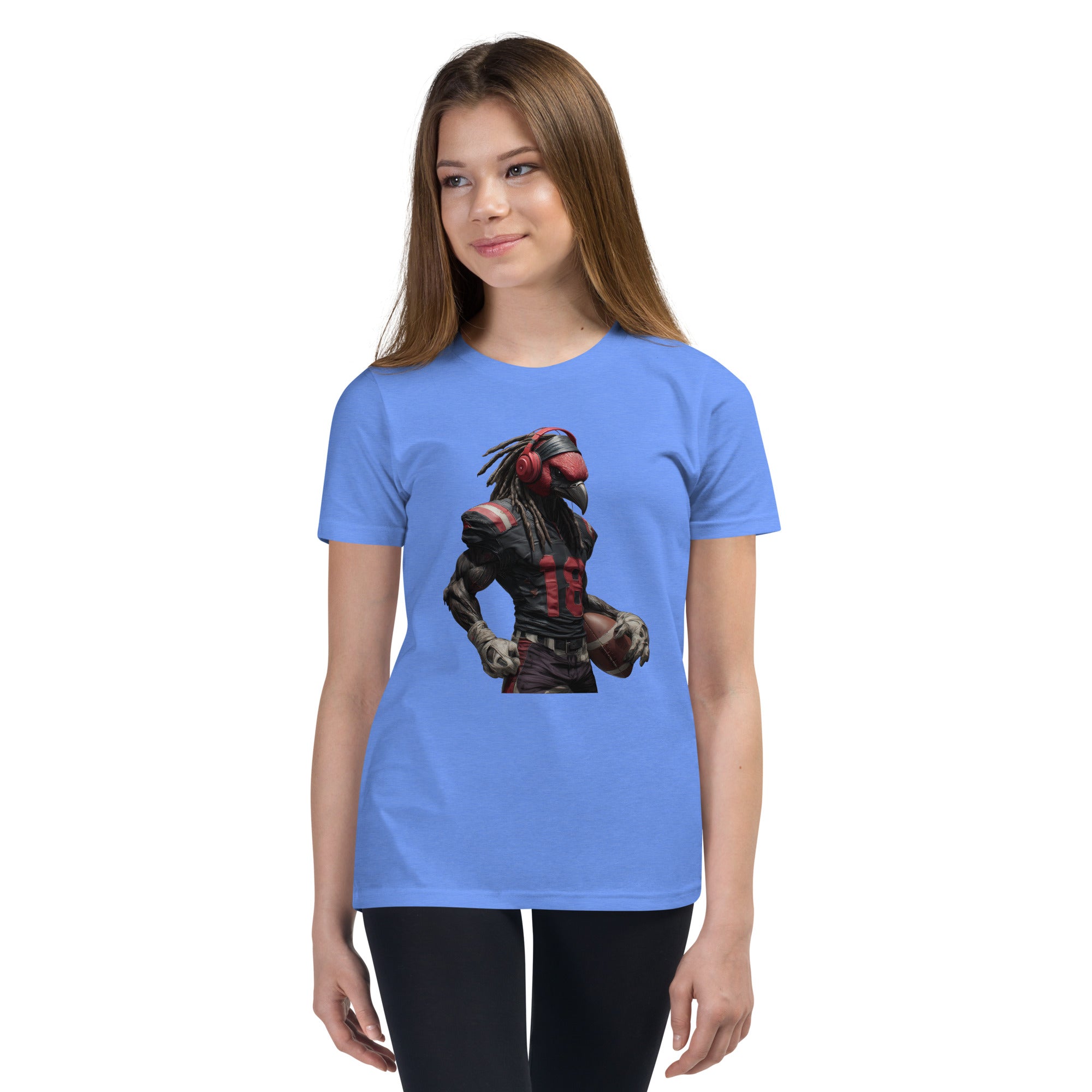 Cardinal 3 Kids Youth Short Sleeve T-Shirt Heather Columbia Blue