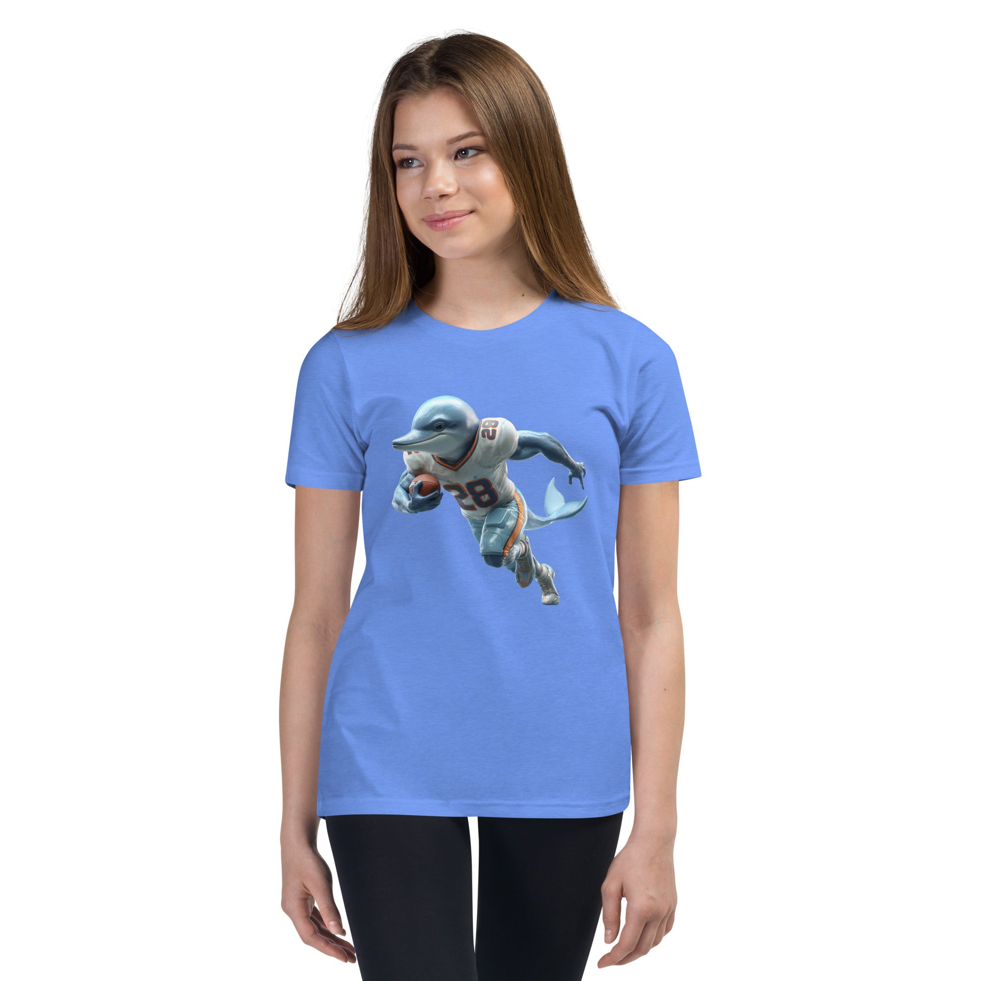 Dolphin 2 K Youth Short Sleeve T-Shirt Heather Columbia Blue