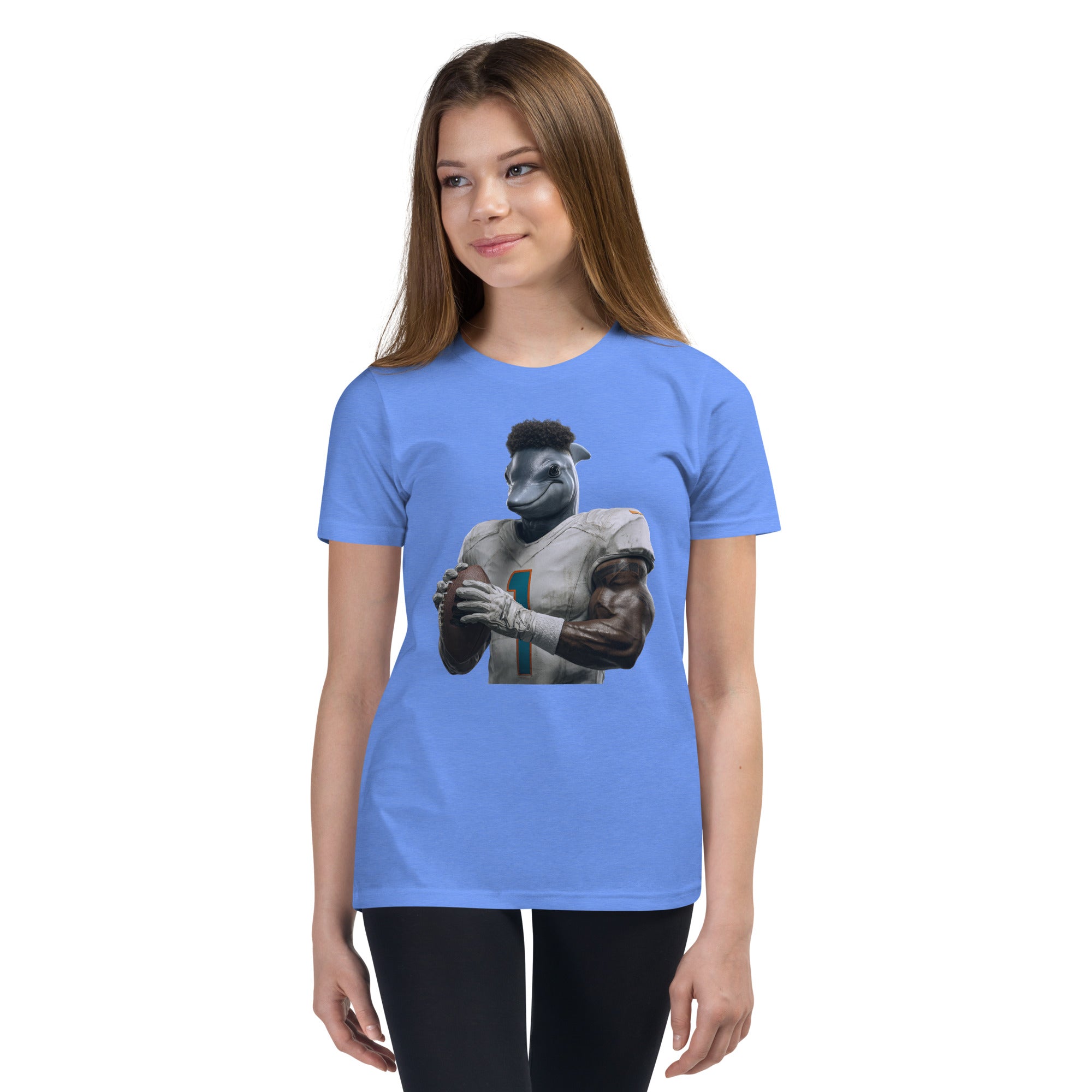 Dolphin 7 K Youth Short Sleeve T-Shirt Heather Columbia Blue