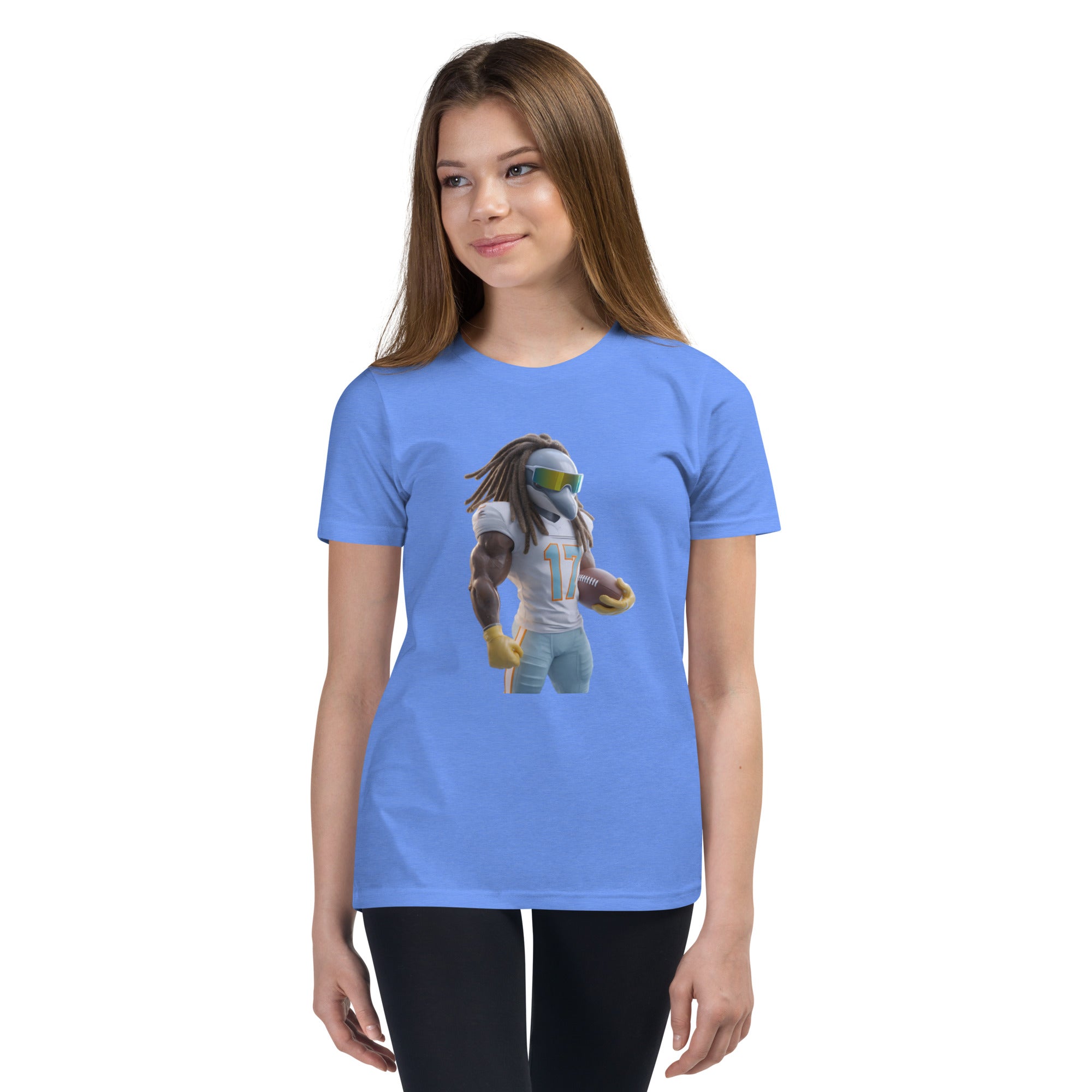 Dolphin 11 K Youth Short Sleeve T-Shirt Heather Columbia Blue