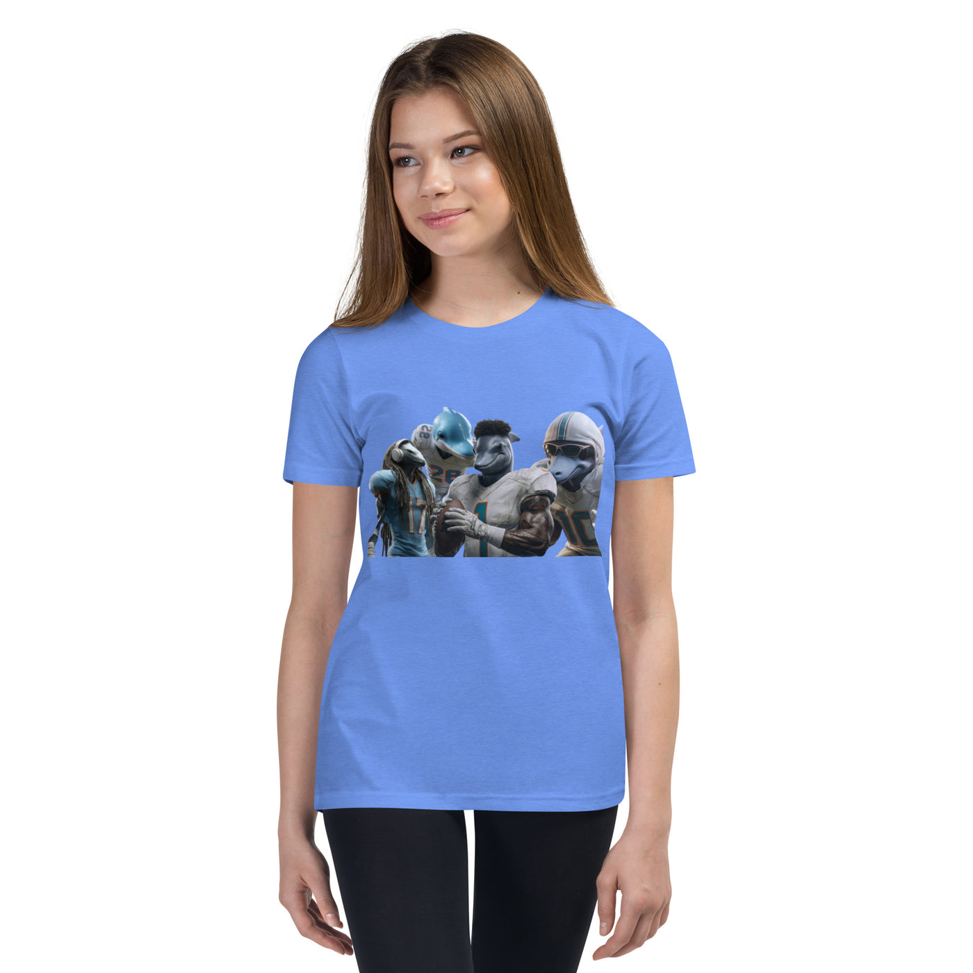 Dolphin 12 K Youth Short Sleeve T-Shirt Heather Columbia Blue