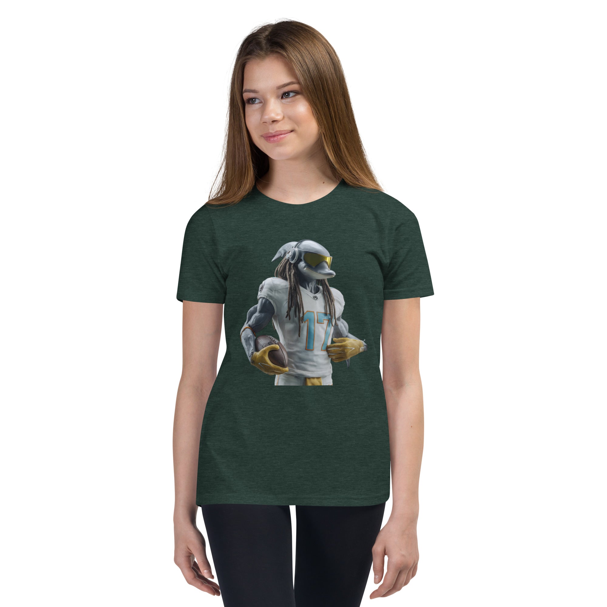 Dolphin 4 K Youth Short Sleeve T-Shirt Heather Forest