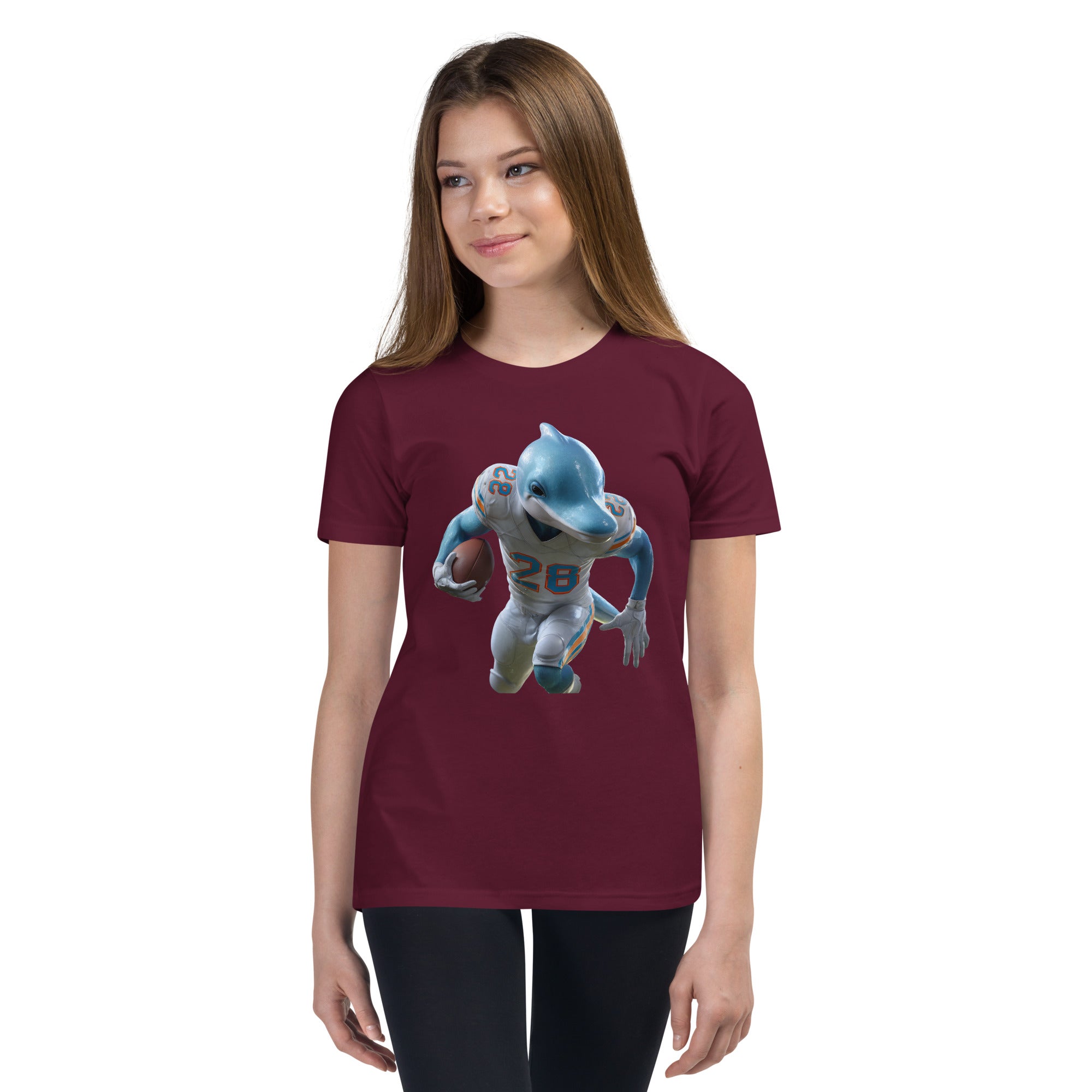 Dolphin 3 K Youth Short Sleeve T-Shirt Maroon